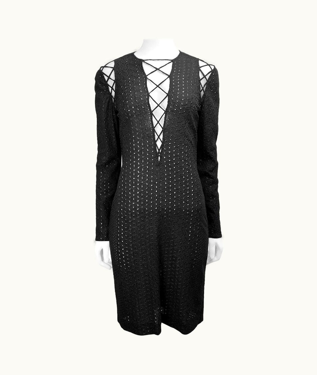 Gianni Versace Couture 2002 Vintage Gianni Versace Couture Iconic Black Eyelet Dress