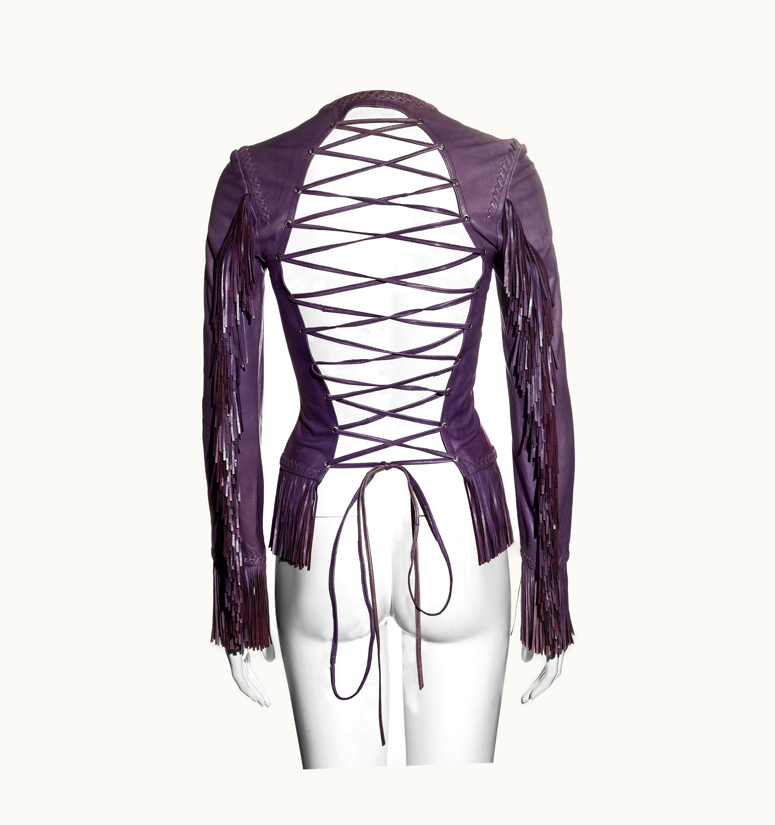 Gianni Versace Couture Gianni Versace Purple Leather Open-back Jacket, S/S 2002