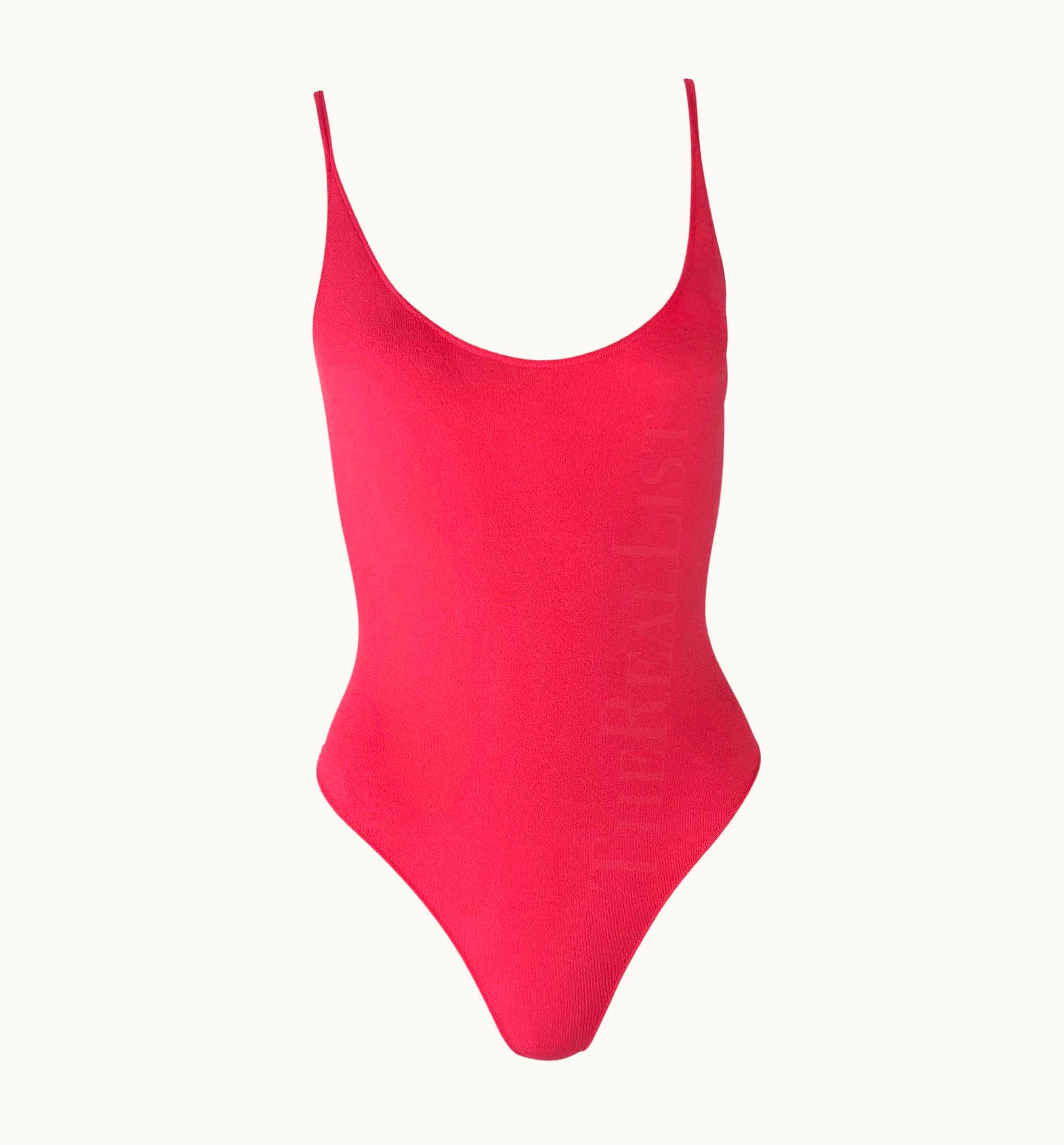 Gianni Versace Couture Nwt S/S 2003 Gianni Versace By Donatella Runway Neon Pink Stretch Bodysuit