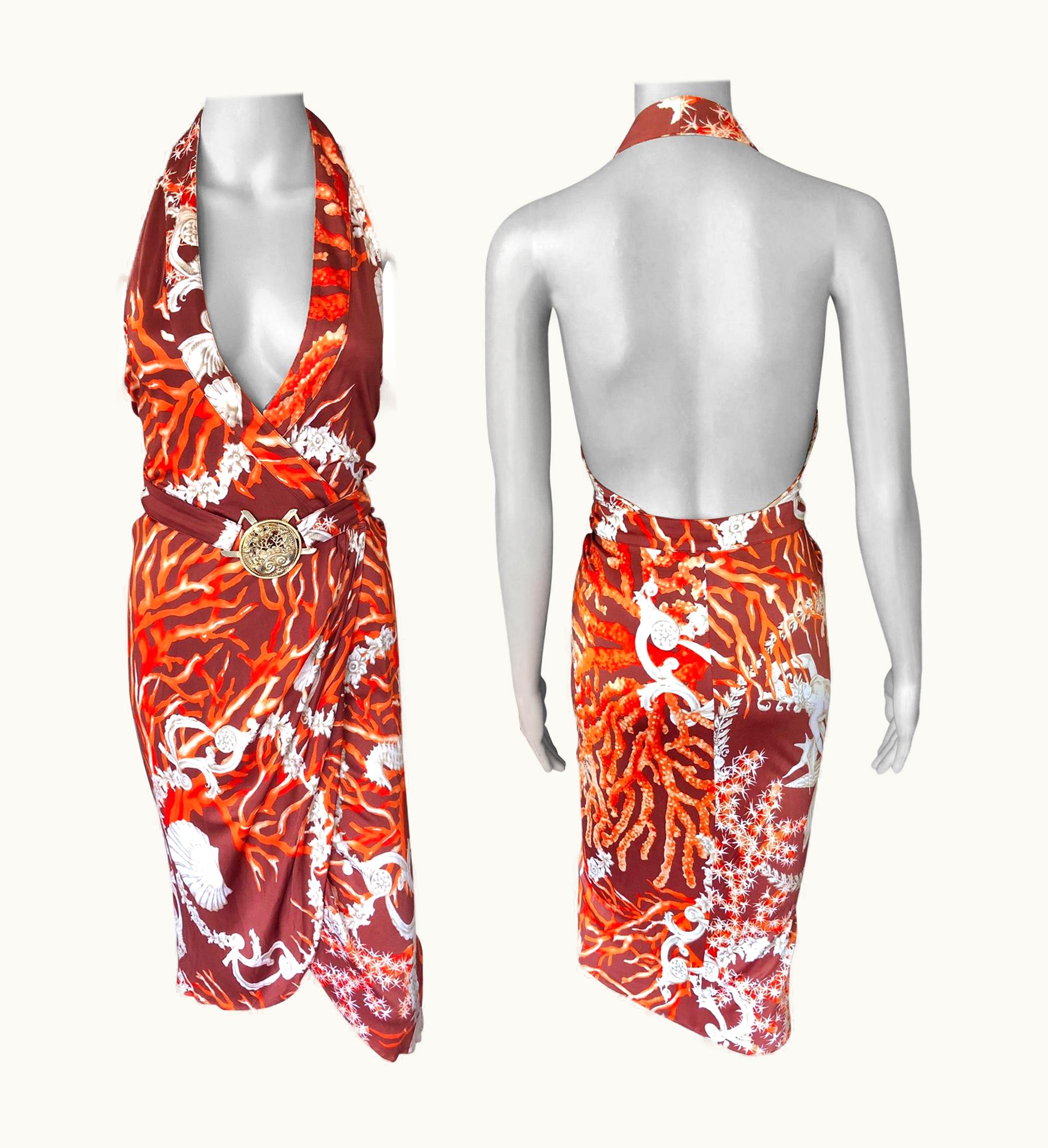 Versace Versace S/S 2005 Runway Seashell Print Belted Wrap Dress UZ0579345