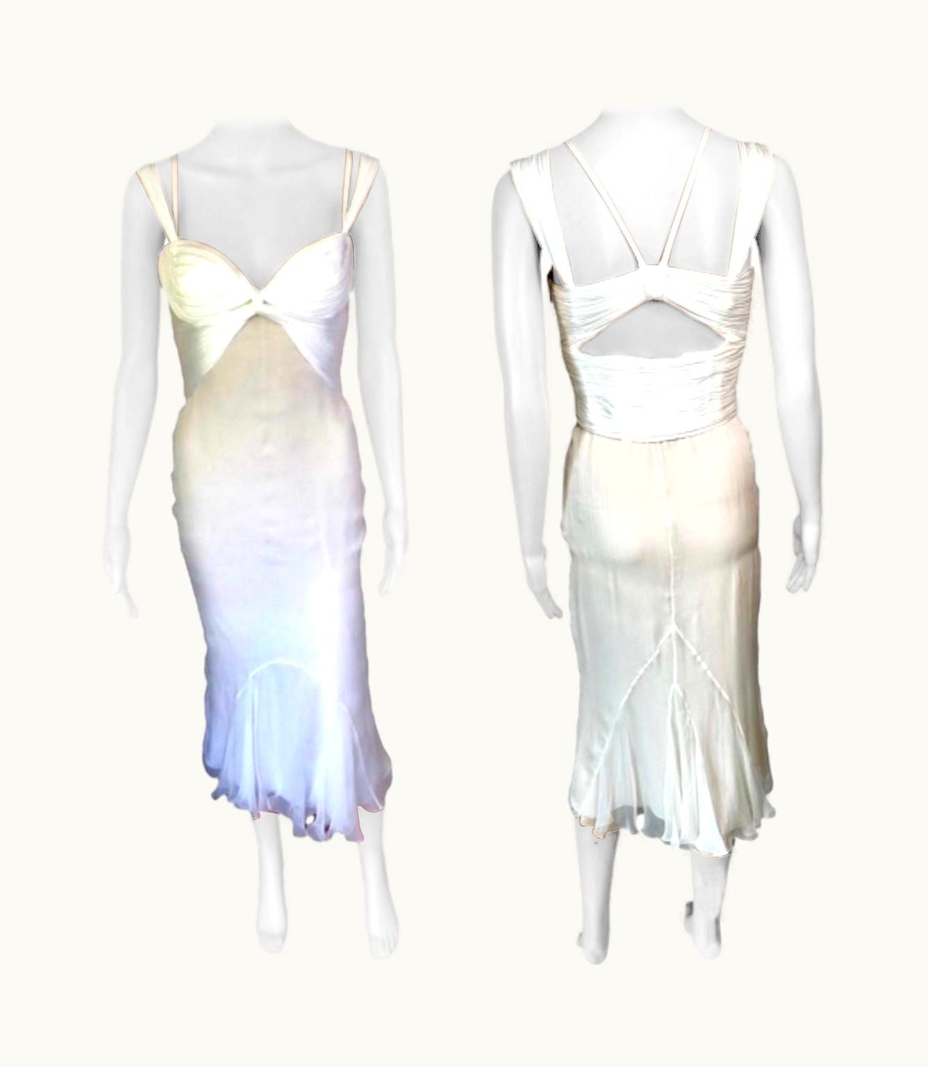 Versace Versace S/S 2006 Runway Bustier Cutout Silk Ivory Dress UZ0579352