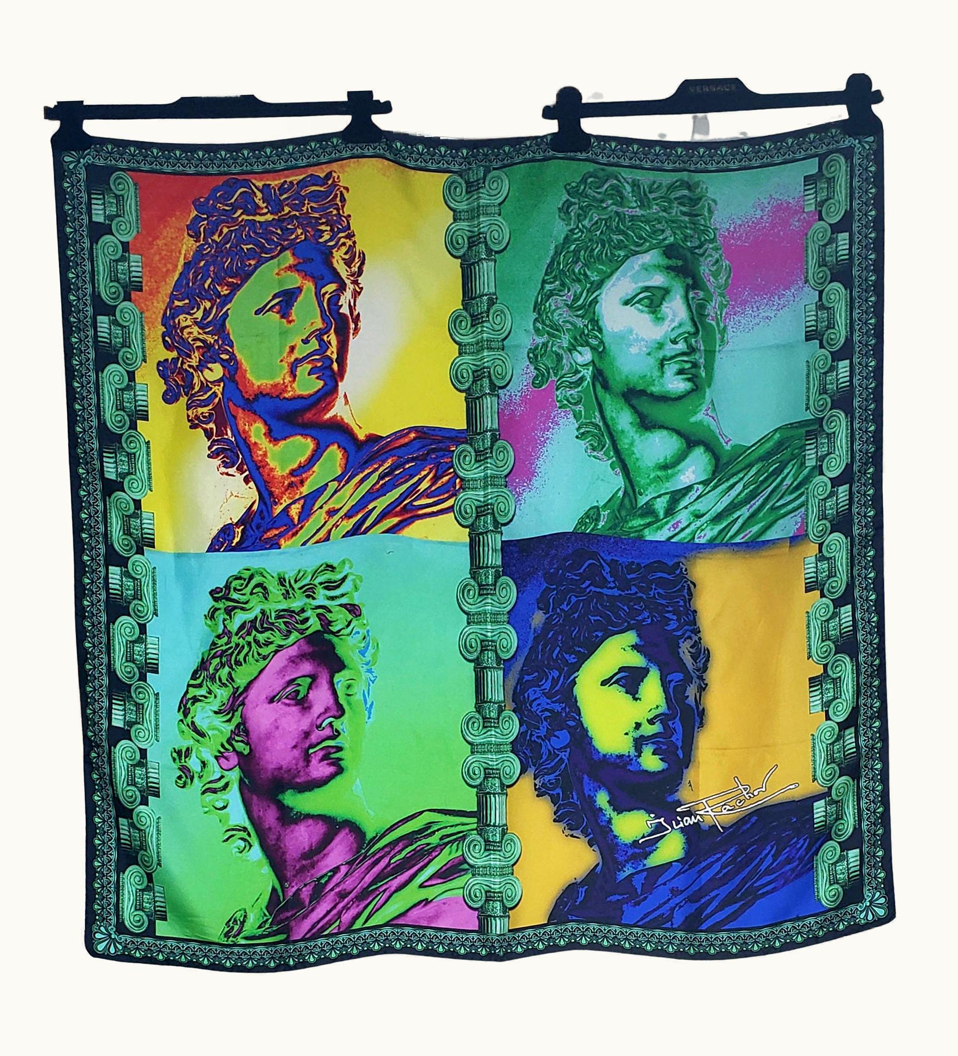 Versace Silk Scarf Apolon Belvedere Artist Ilian Rachov With Versace Gift Box