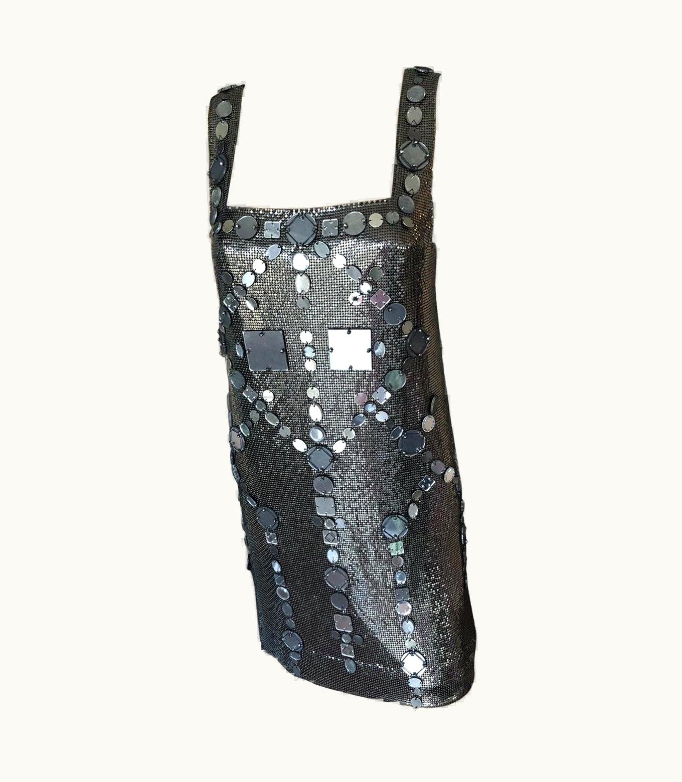 Versace Versace Oroton AW 2007 Runway Silver Metal Mesh Chain Mail Open Back Dress UZ0579367