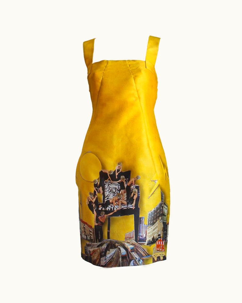 Versace 2008 Versace Silk Gazar Dress With Artwork By Tim Roeloffs - With Tags