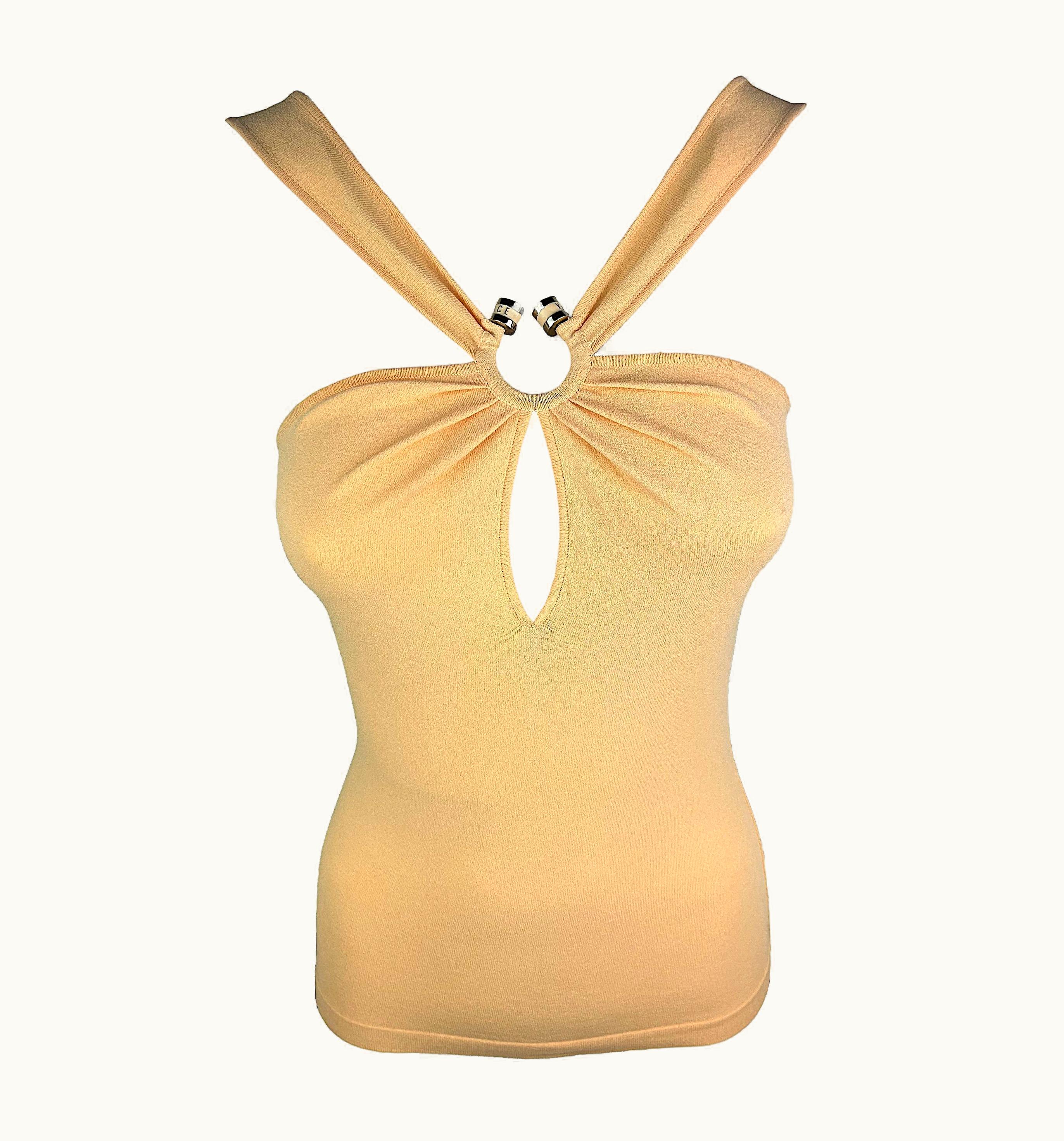 Versace Versace - Authentic Vintage Beige Ochre Tank Top With Ring us 36eu