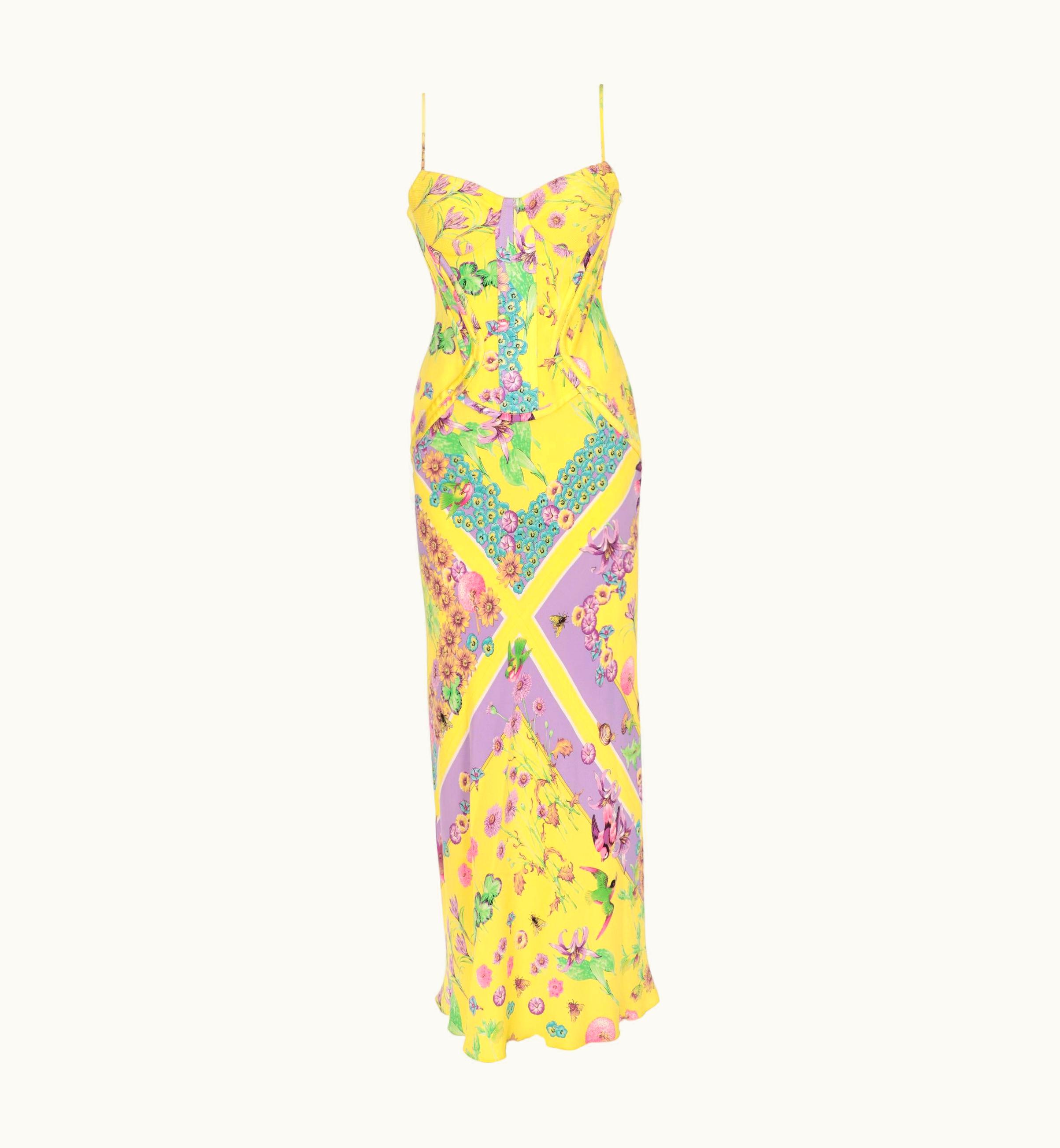 Versace 2000s Versace Yellow Printed Dress