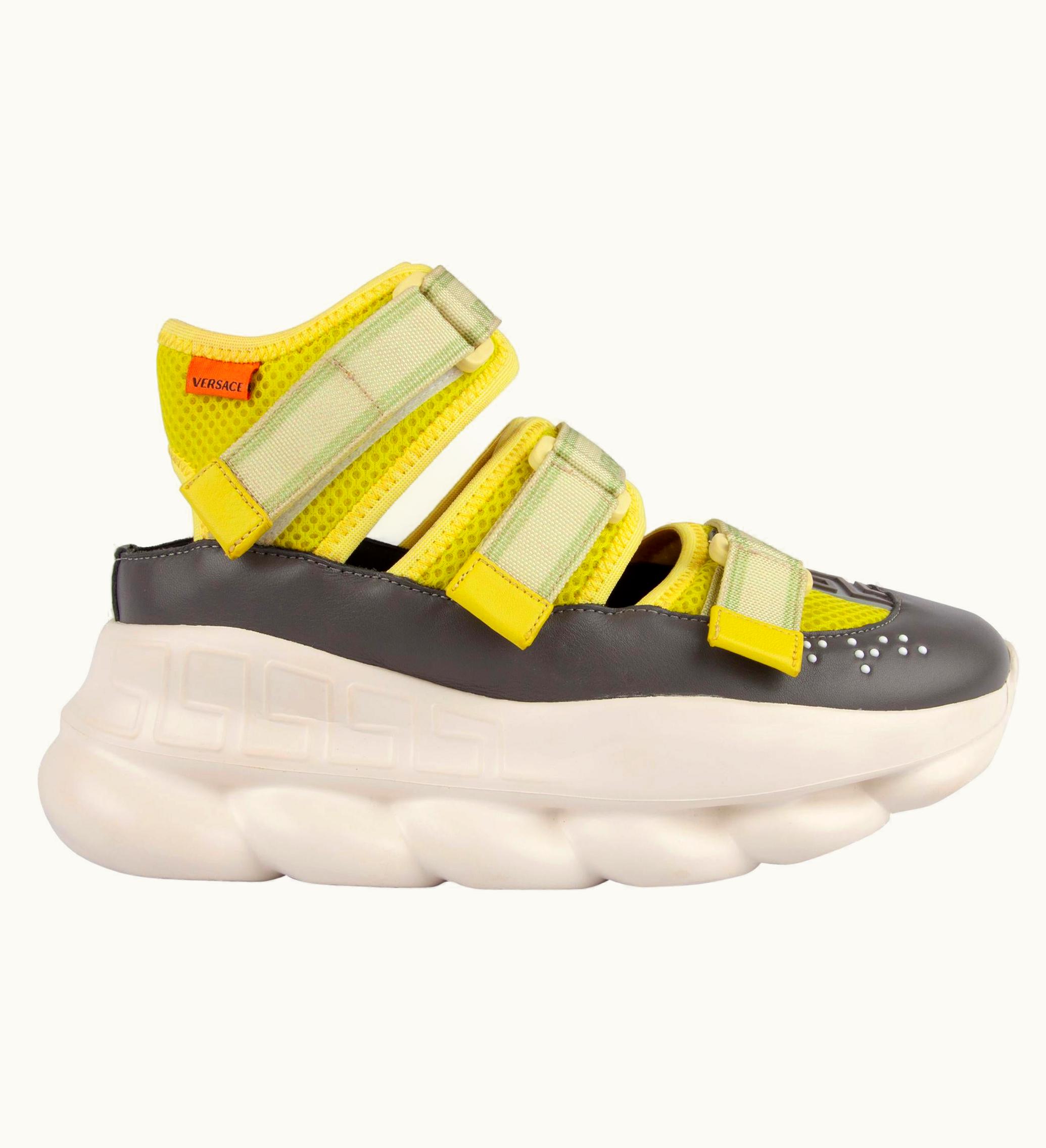 Versace Versace Runway Lime Green Cut-Out Velcro Chain Reaction Sneakers UZ0579426