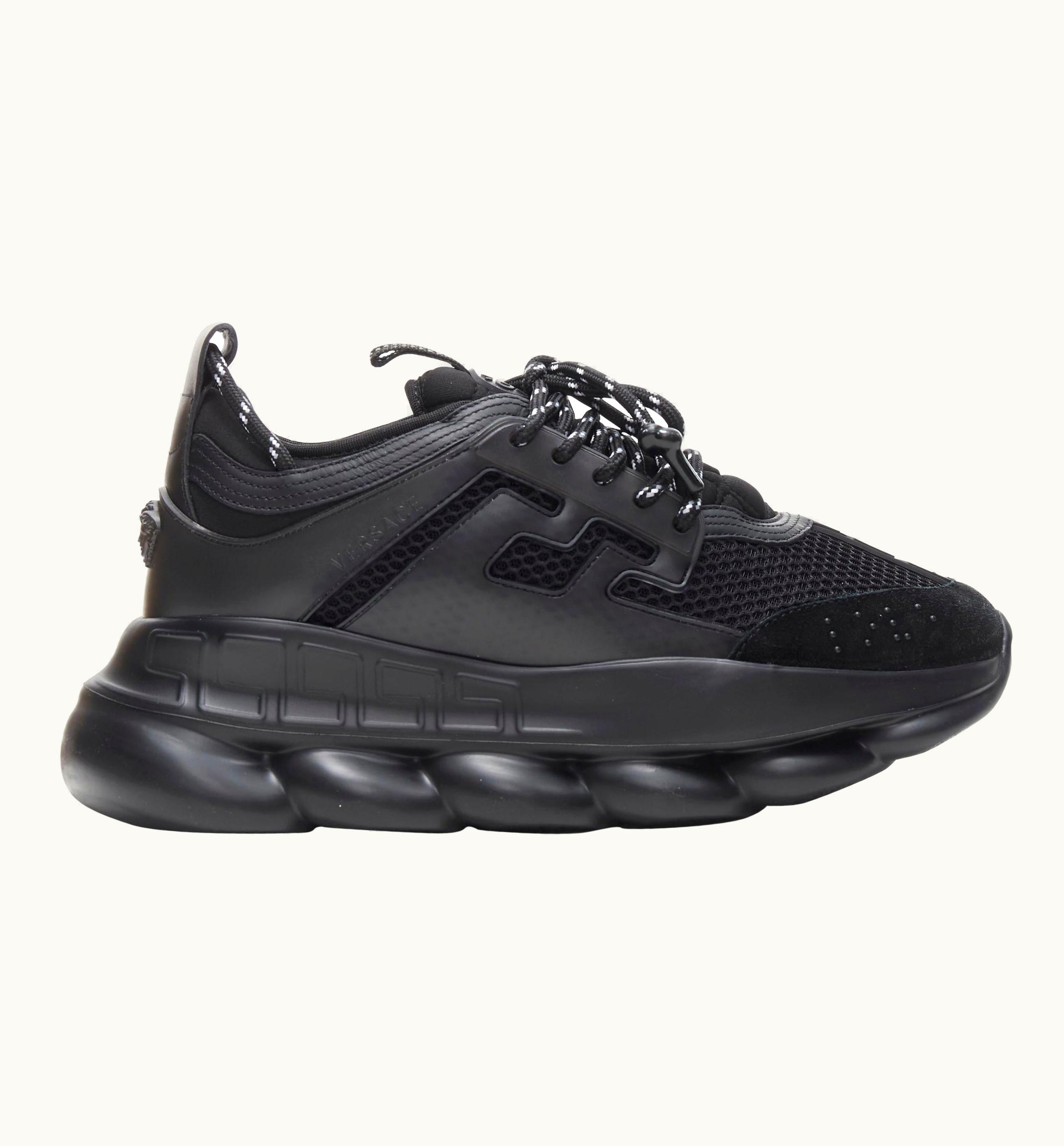 Versace Versace Chain Reaction Triple Black Nero Low Chunky Sole Sneaker UZ0579442