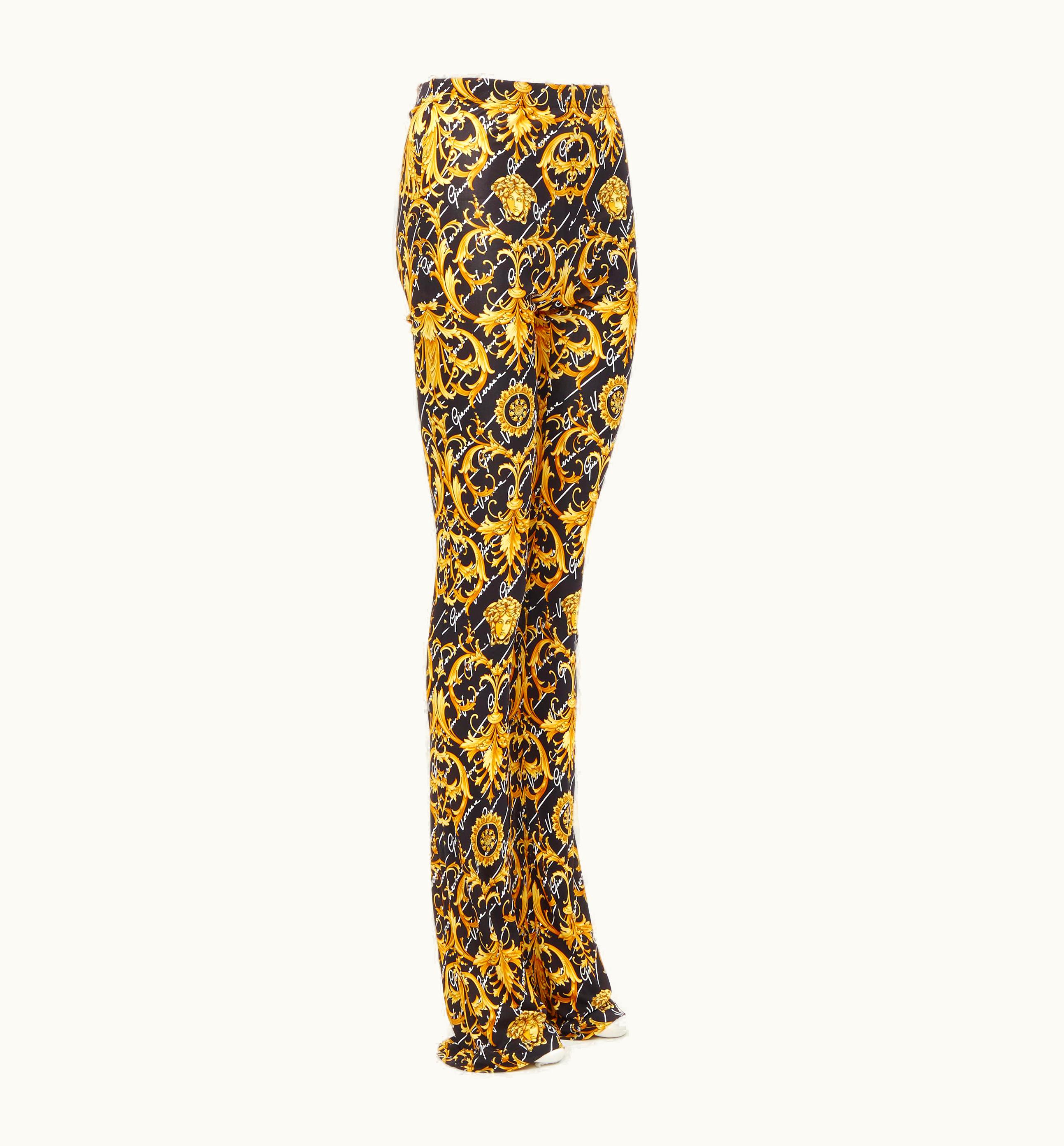 Versace Versace 2020 Runway Gianni Signature Medusa Barocco Gold Flare Pants UZ0579456
