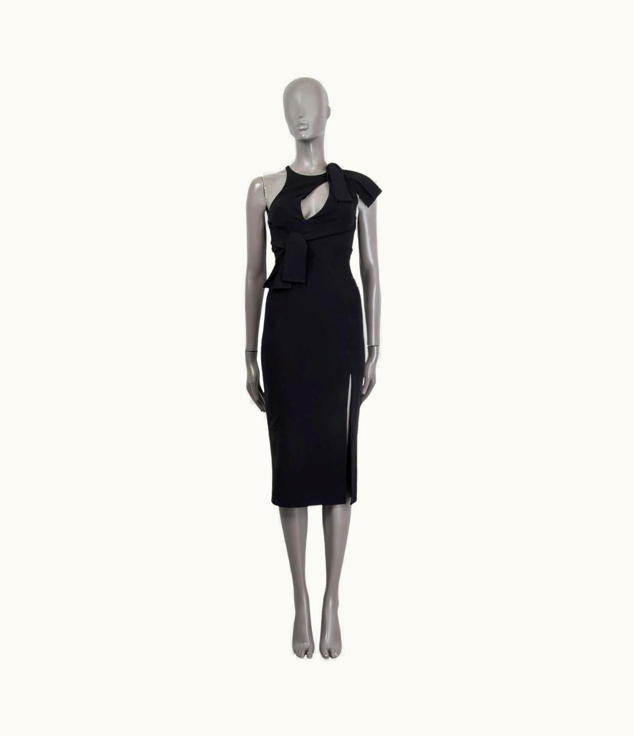 Versace Versace Black Viscose 2016 Double Knot Cut Out Midi Dress
