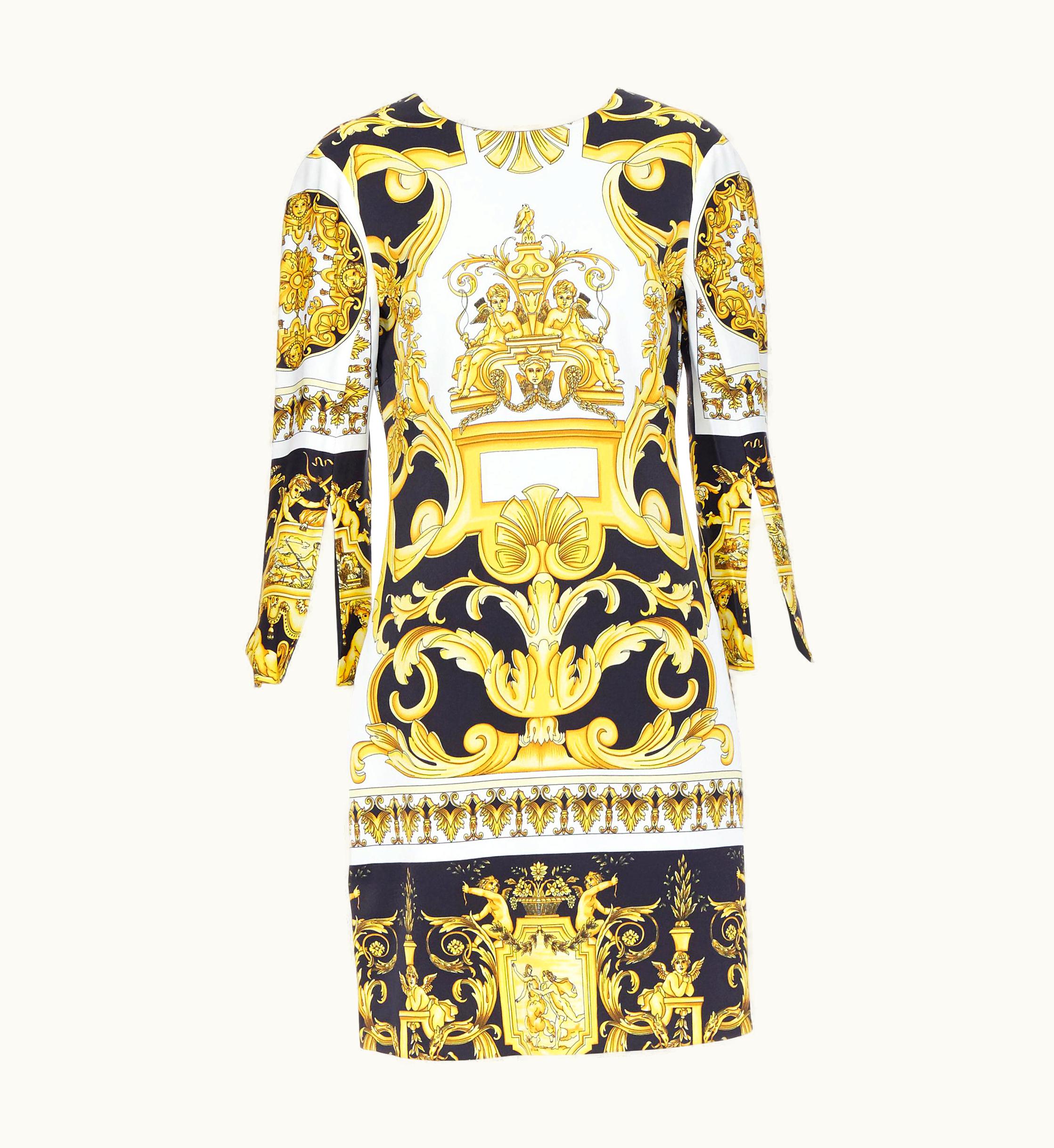Versace Versace Signature Baroque Cherub Medusa Printed Viscose Shift Dress UZ0579511