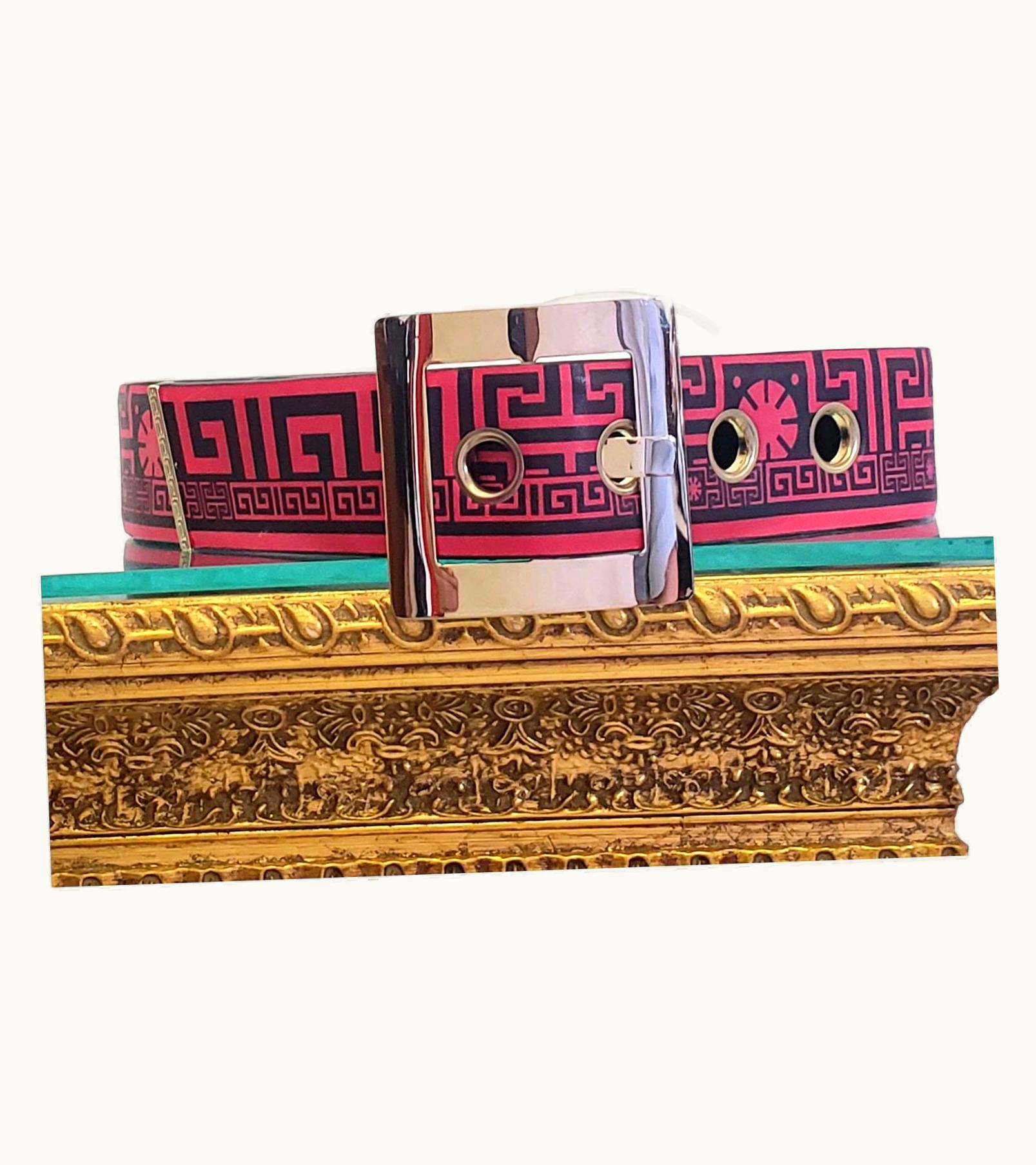 Versace AW 2015 Versace Black And Red Patent Leather Belt w/GOLD Buckle 70/28