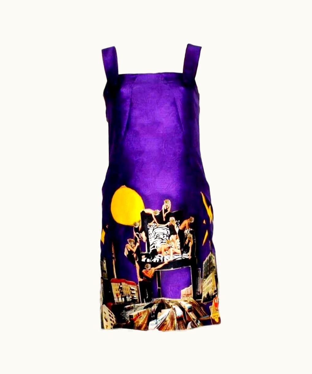 Versace Unworn Versace By Tim Roeloff Art Print Silk Cocktail Evening Dress