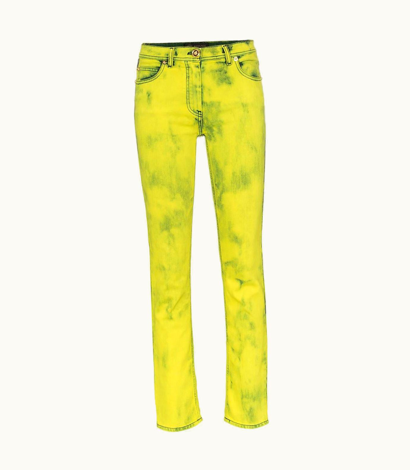 Versace Versace Yellow Acid Wash Denim Skinny Jeans With Logo Label UZ0579585