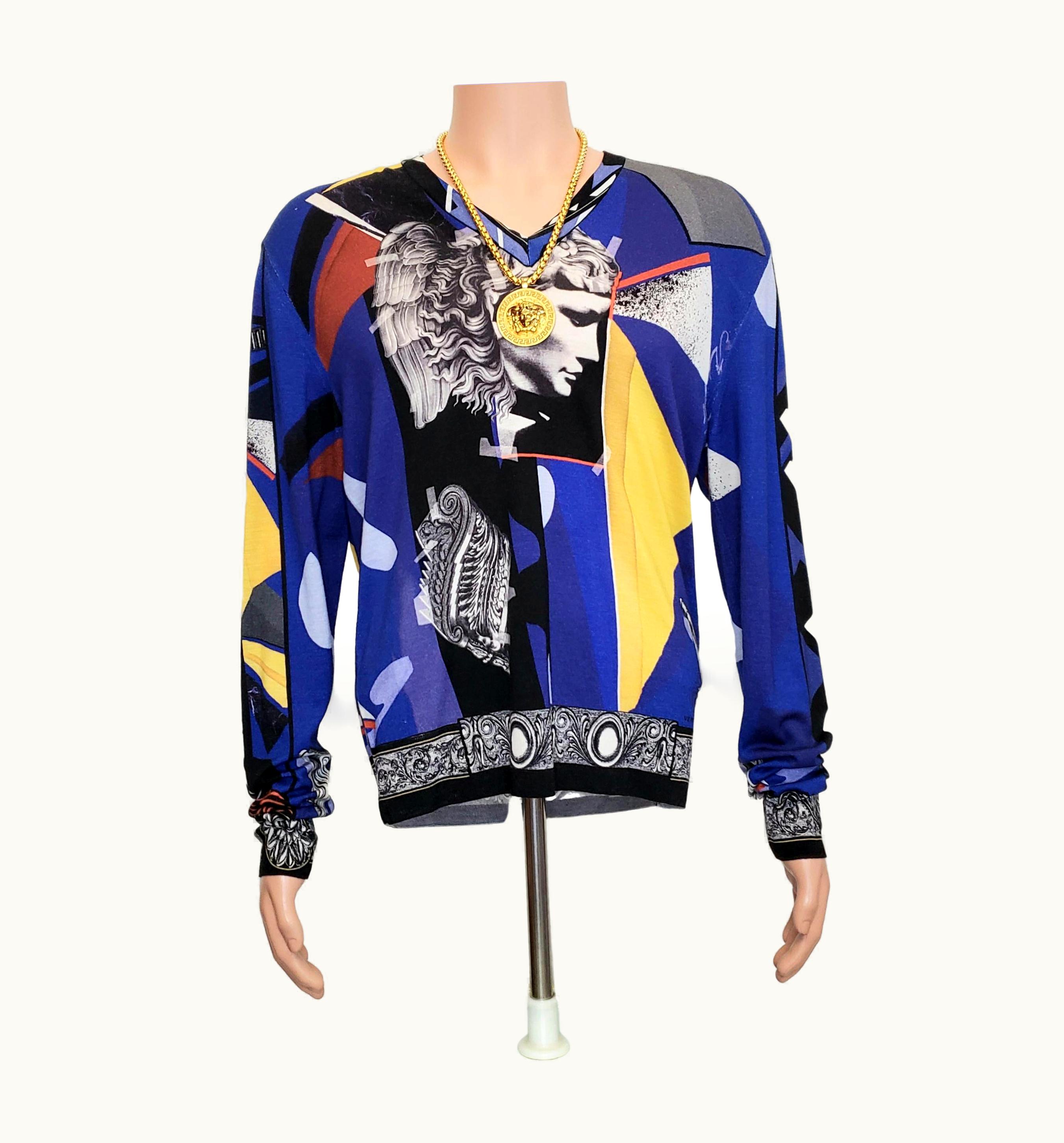 Versace Versace Wool Sweater With Antique Print Size 50 - As Seen On Stephen