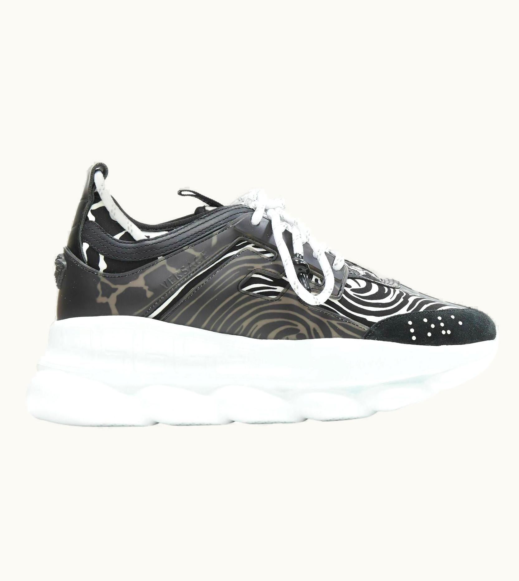 Versace Versace Chain Reaction Wild Zebra Black White Striped Sneaker