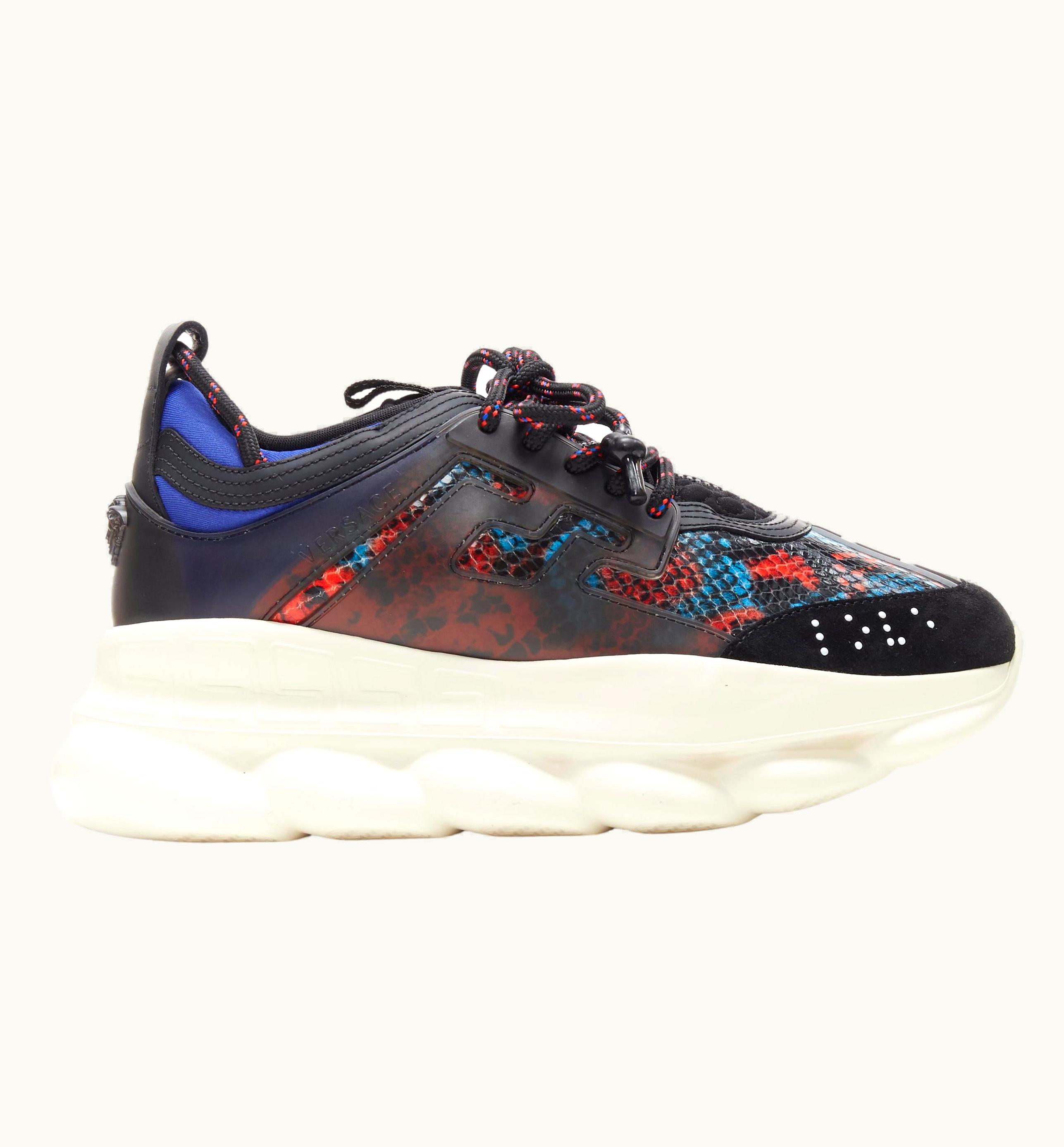 Versace Versace Chain Reaction Red Blue Snake Print Low Chunky Dad Sneaker