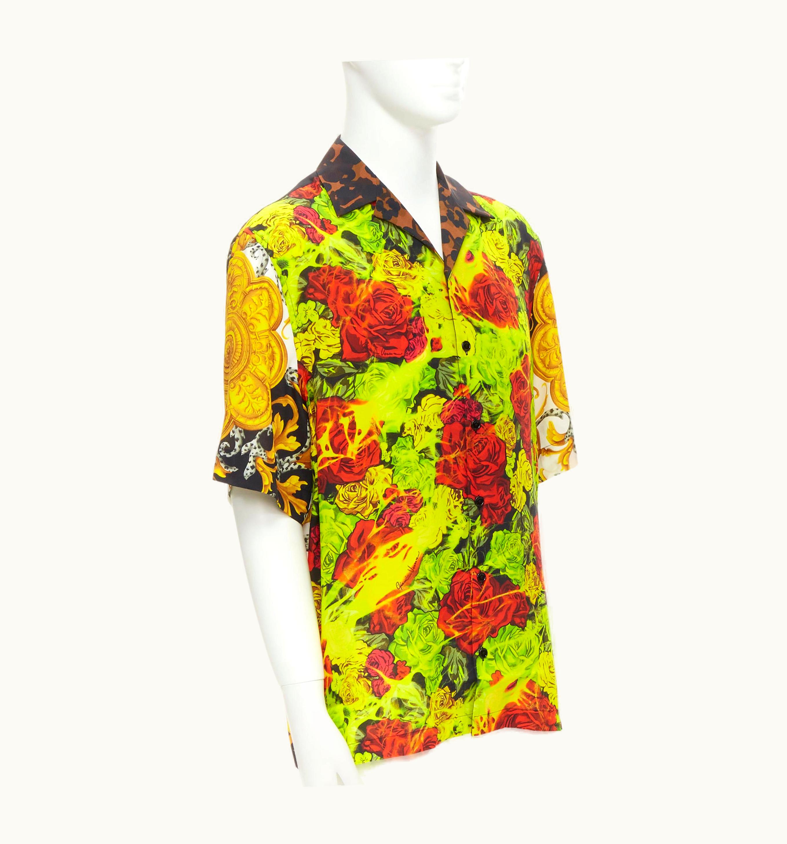Versace Versace Rose Floral Barocco Acanthus Print Short Sleeve Shirt UZ0579651