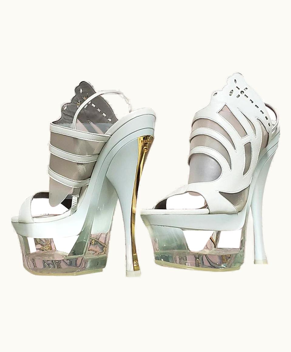 Versace S/S 2012 Versace White Leather And Plexiglass Platform Shoes