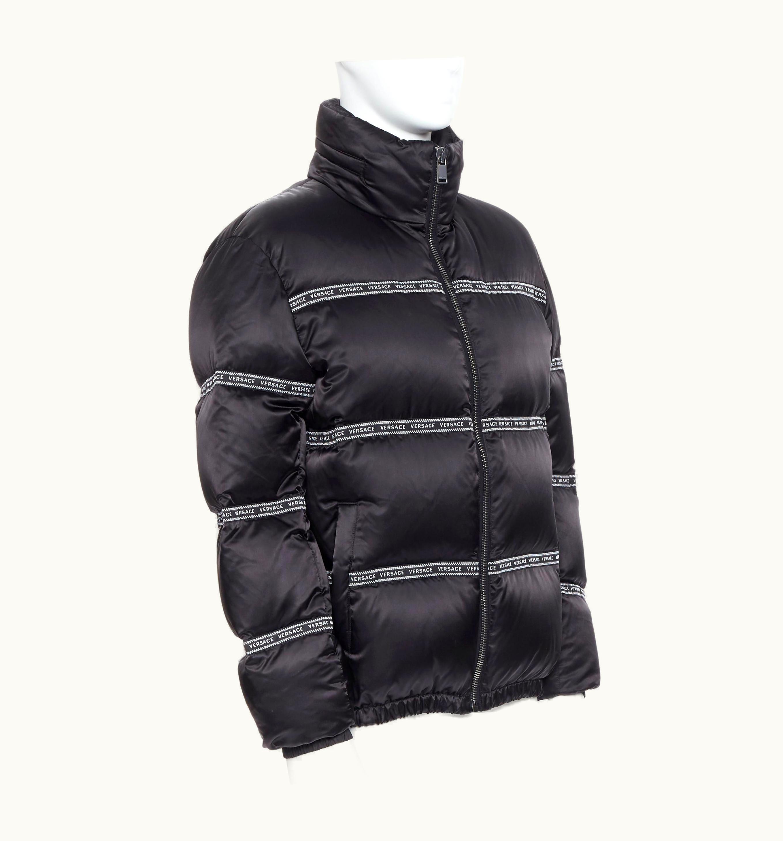 Versace Versace Nastro Stampa Black Logo Ribbon Goose Down Padded Jacket