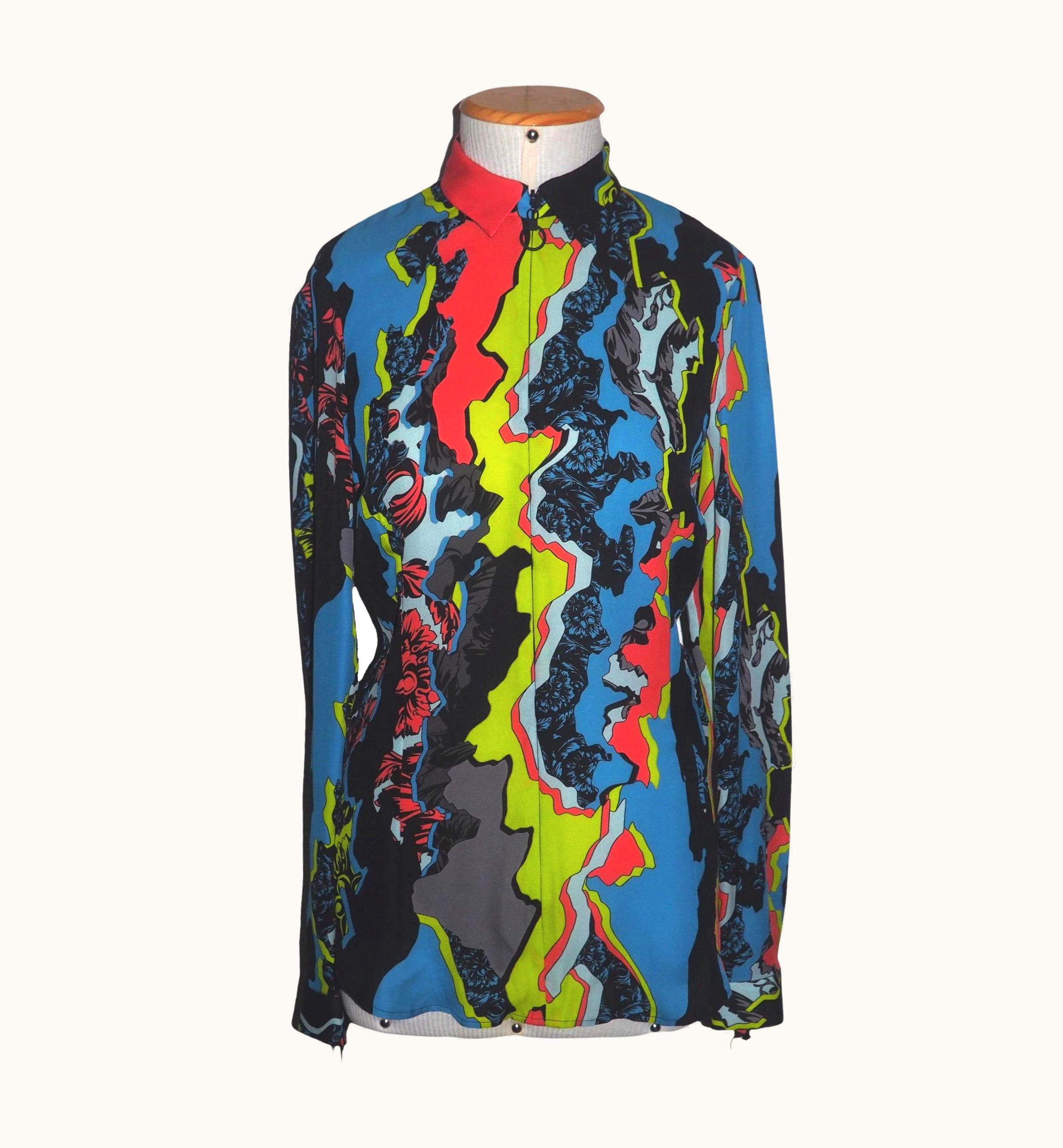 Versace With Tags Versace By Donatella Runway Print Zip Up Shirt