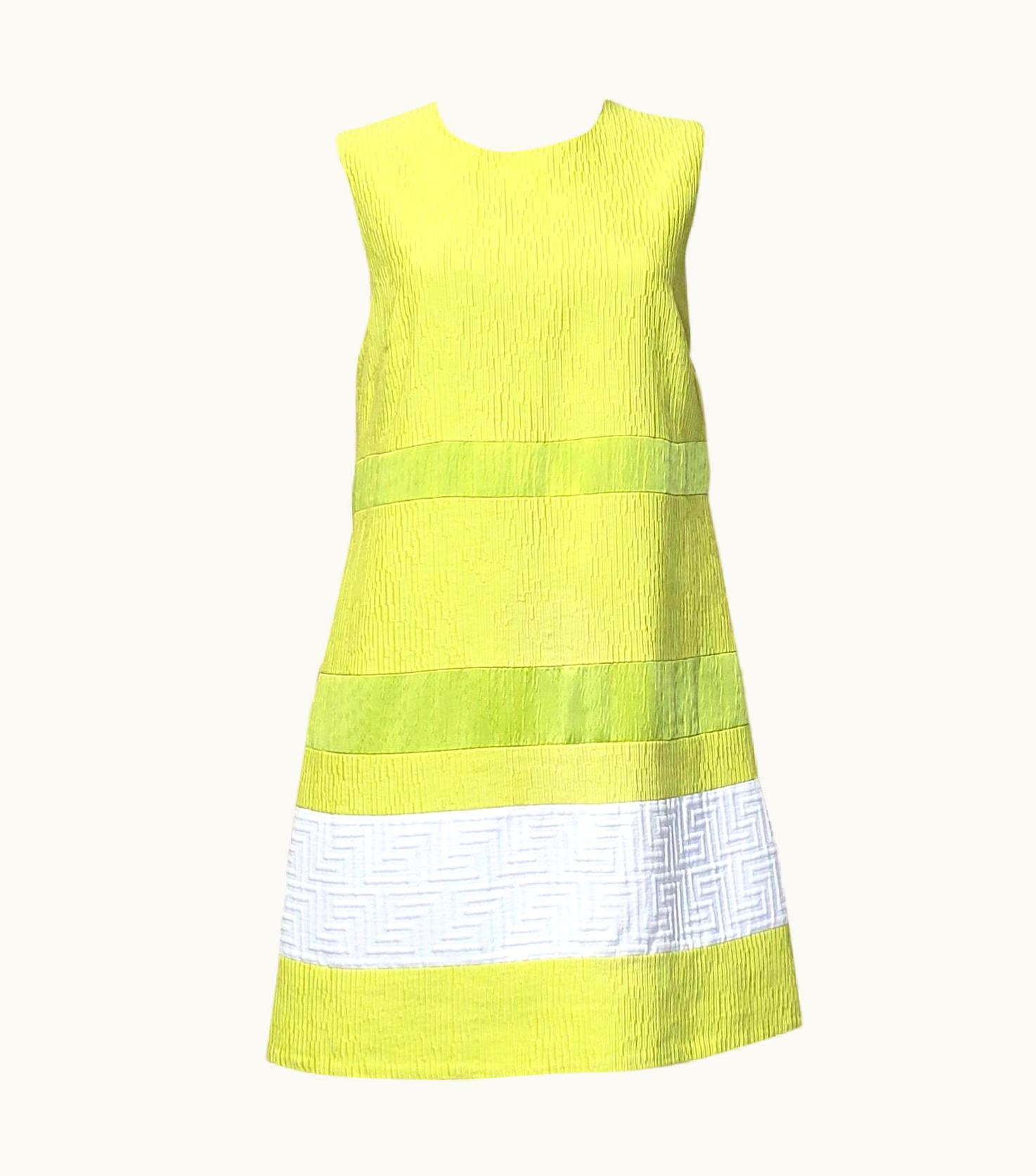 Gianni Versace Lemon Cotton And Flax Dress