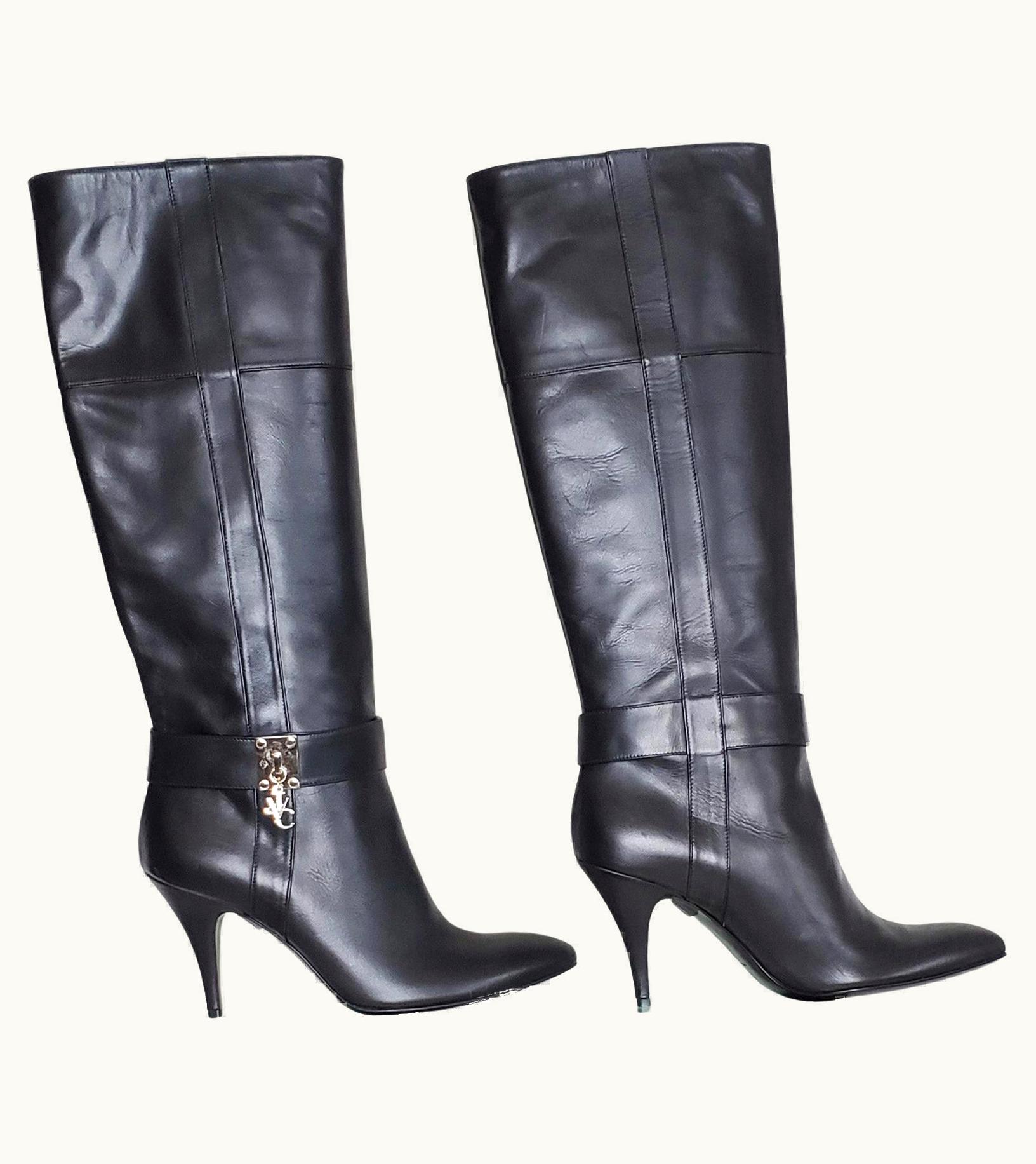 Versace Versace Vjc Black Leather Boots