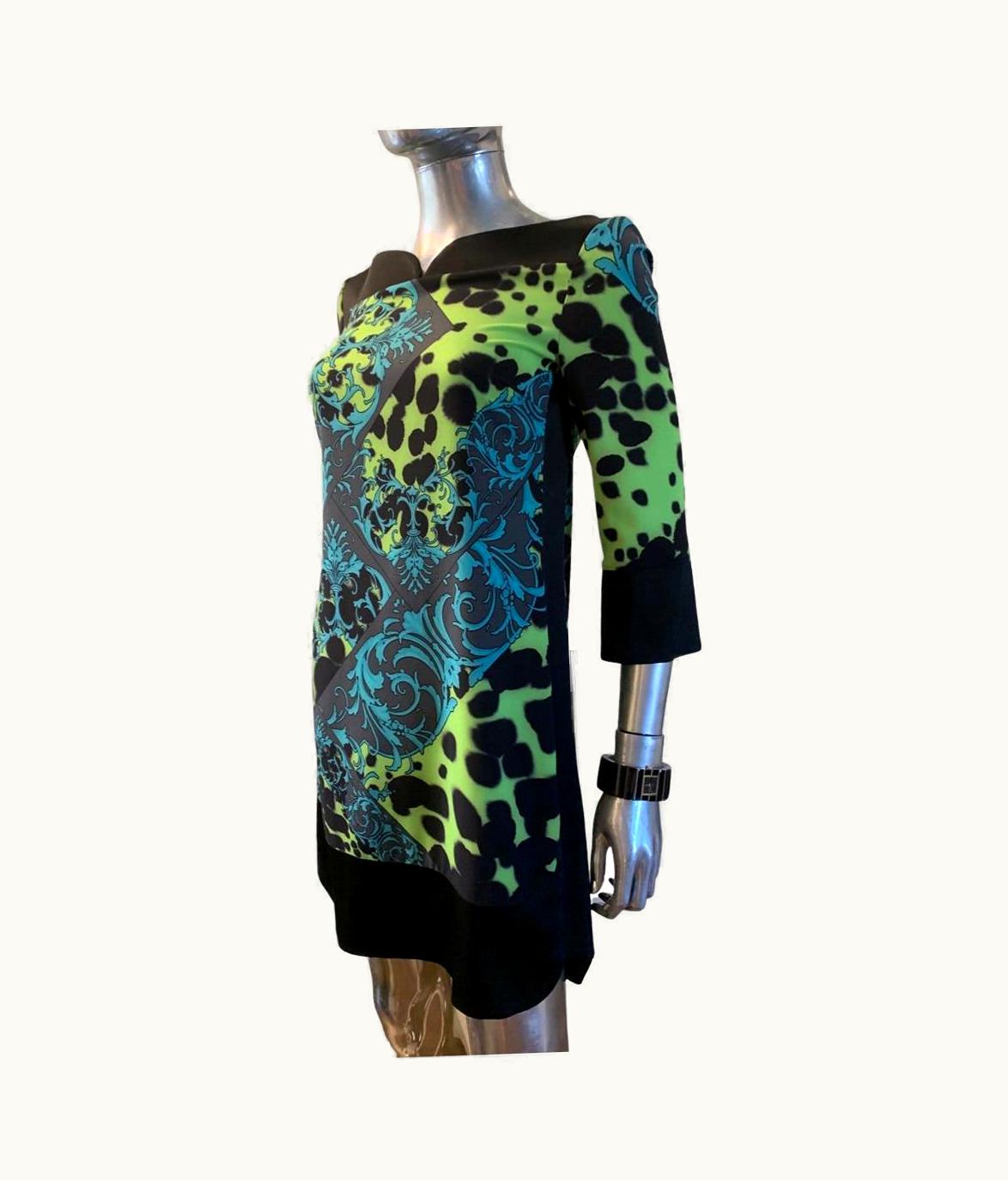 Versace Versace Modern Animal And Revival Print Chemise With Black Sateen Trim