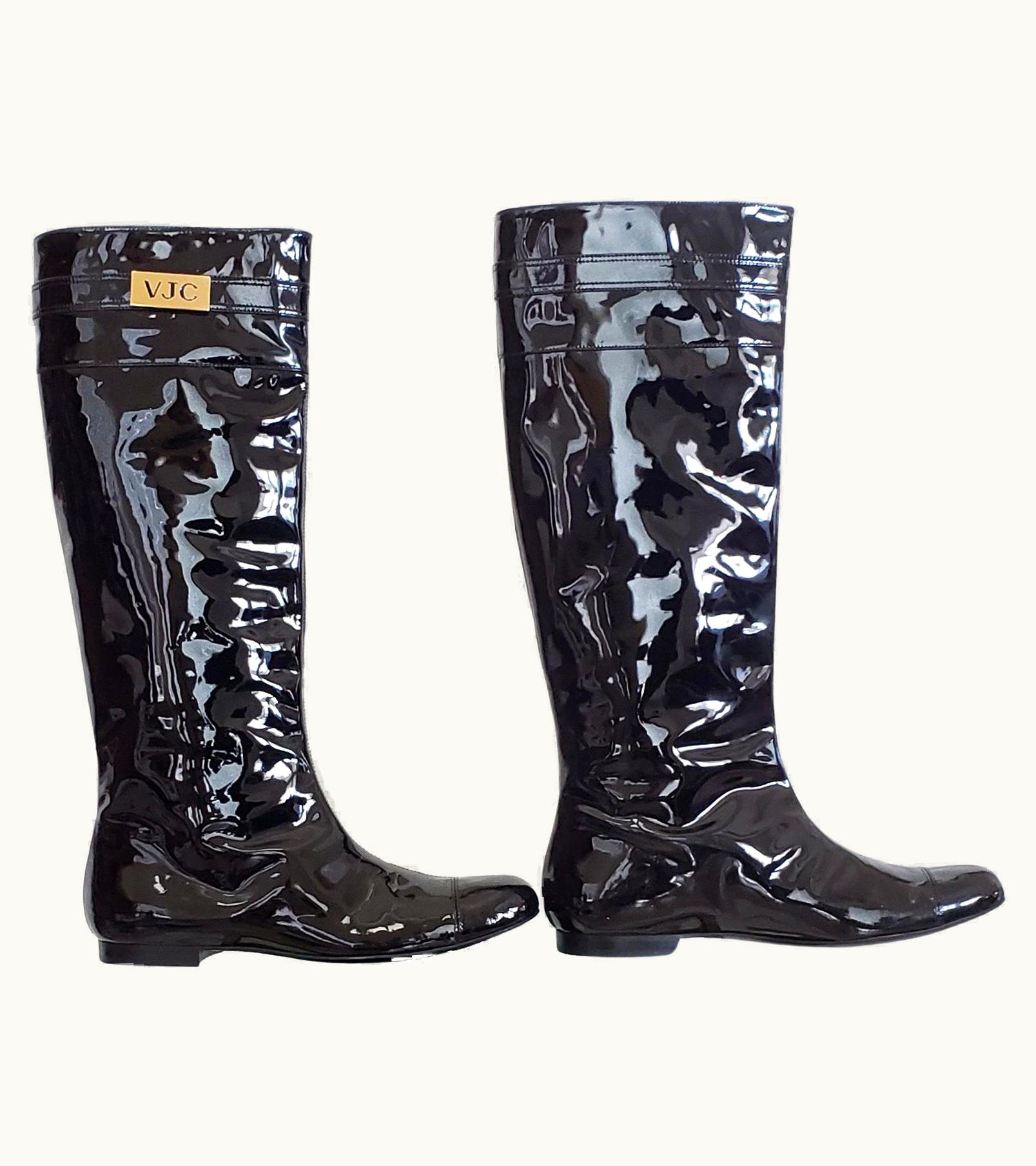 Versace Versace Vjc Black Patent Leather Boots