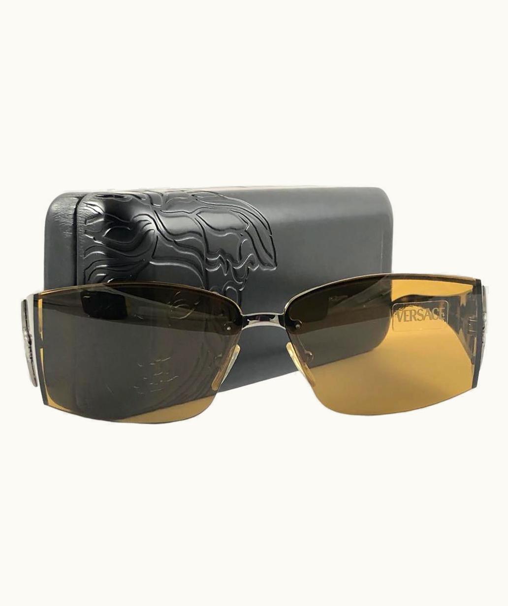 Versace Vintage Versace Mod 2011 Half Frame Tortoise Sunglasses 90' Made In Italy Y2k