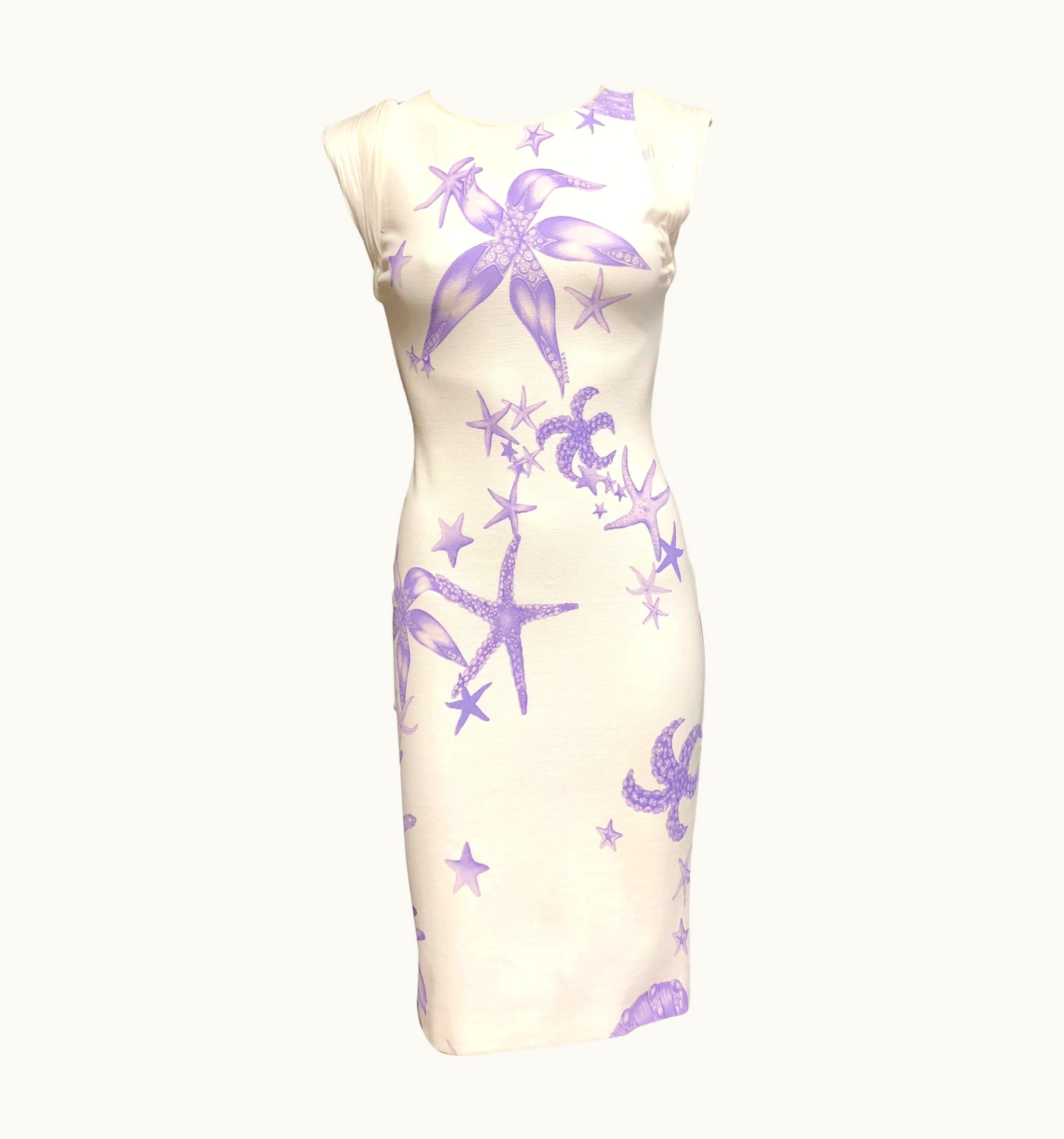 Versace S/S 2012 Unique Sample Versace White Starfish And Seashell Print Dress