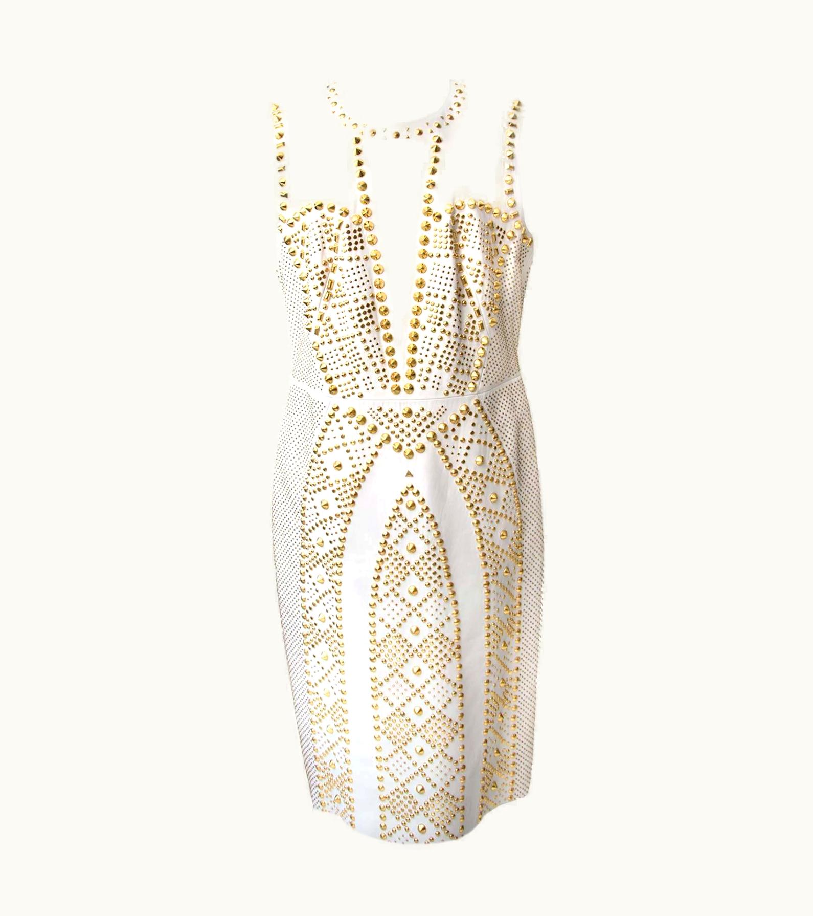 Versace Very Wanted Versace White Leather Studded Dress 2012 Collection