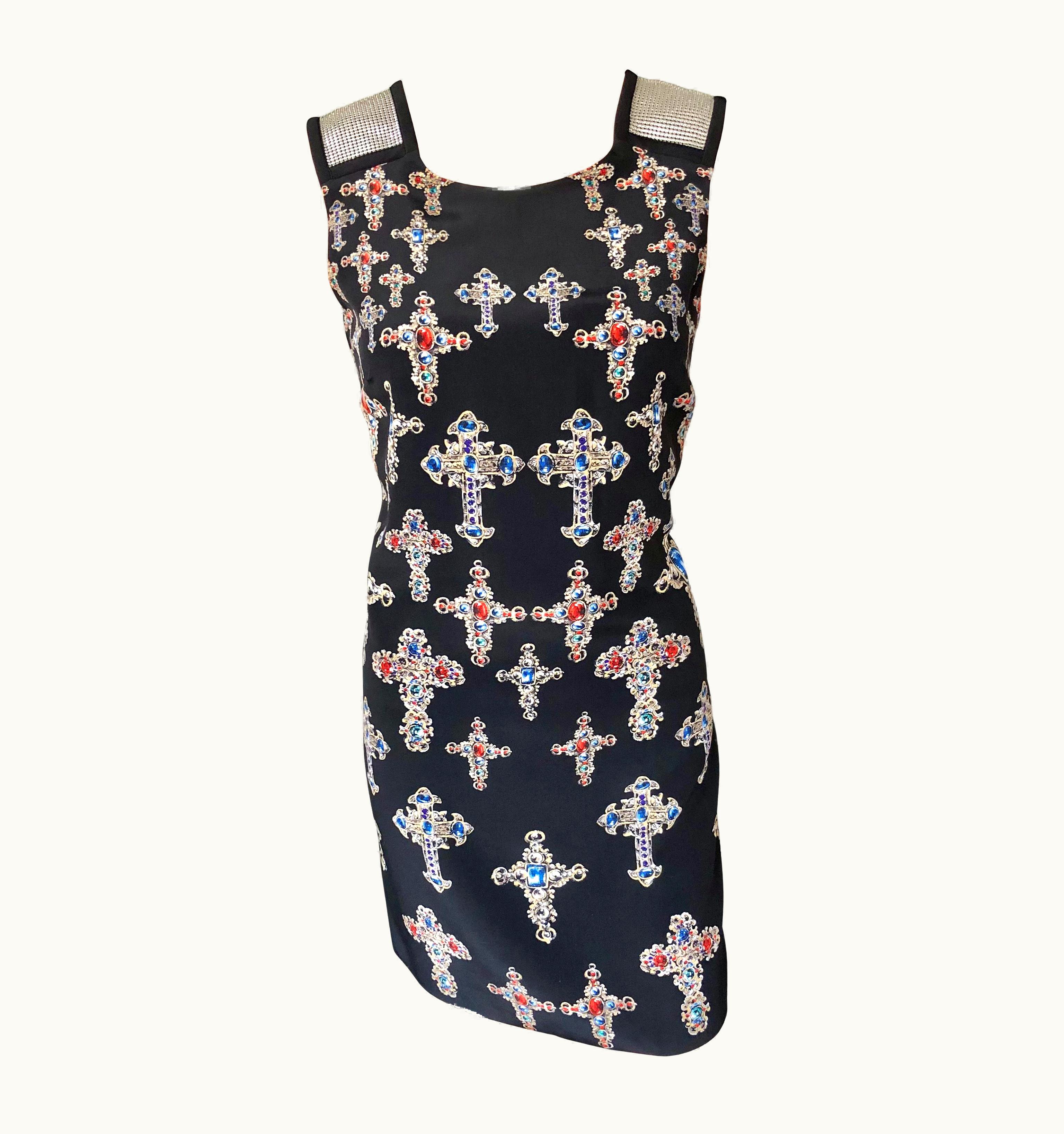 Versace Versace AW 2012 Runway Gothic Cross Print Metal Mesh Mini Dress