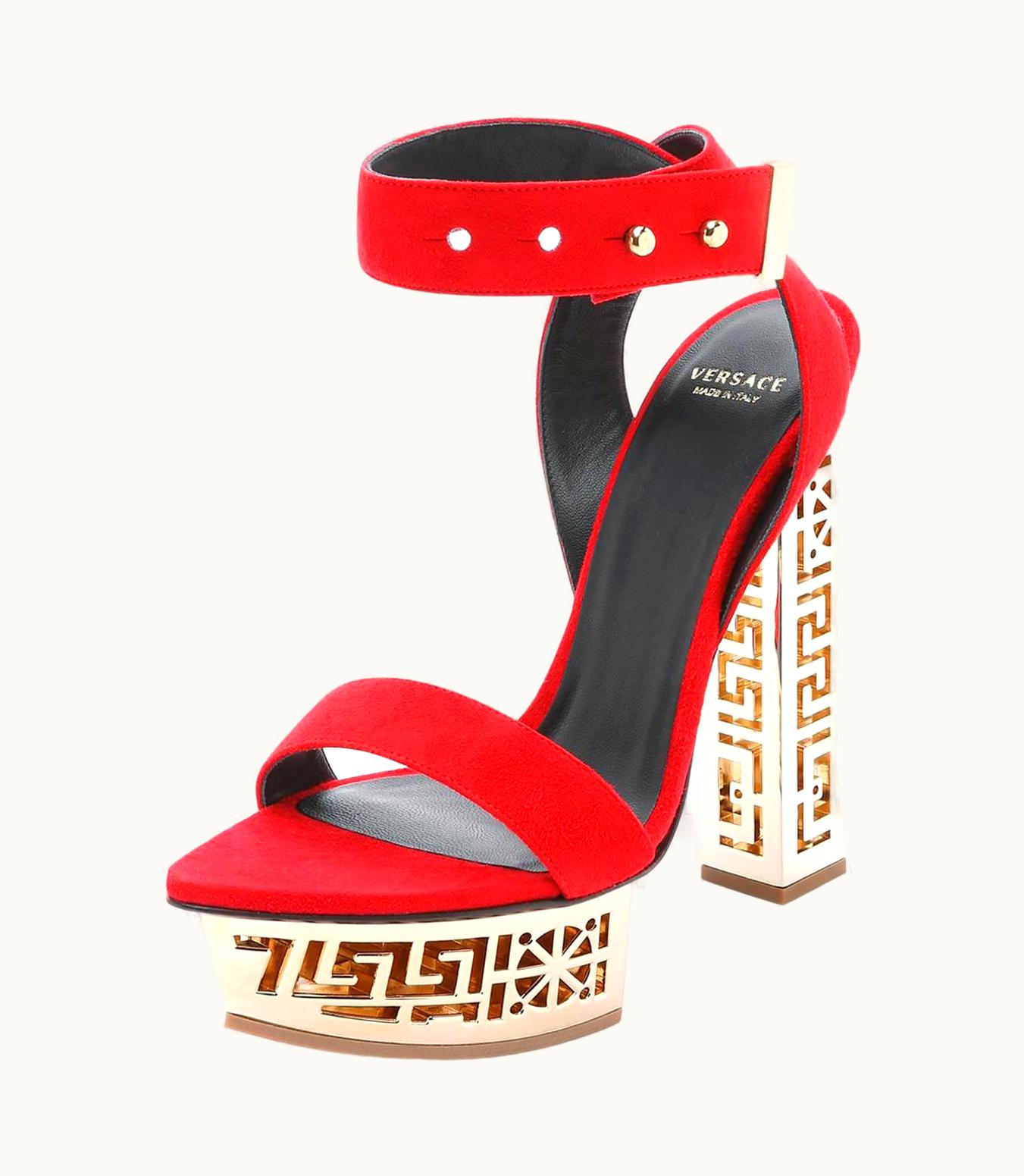 Versace AW 2015 Versace Greek Key Red Sandals