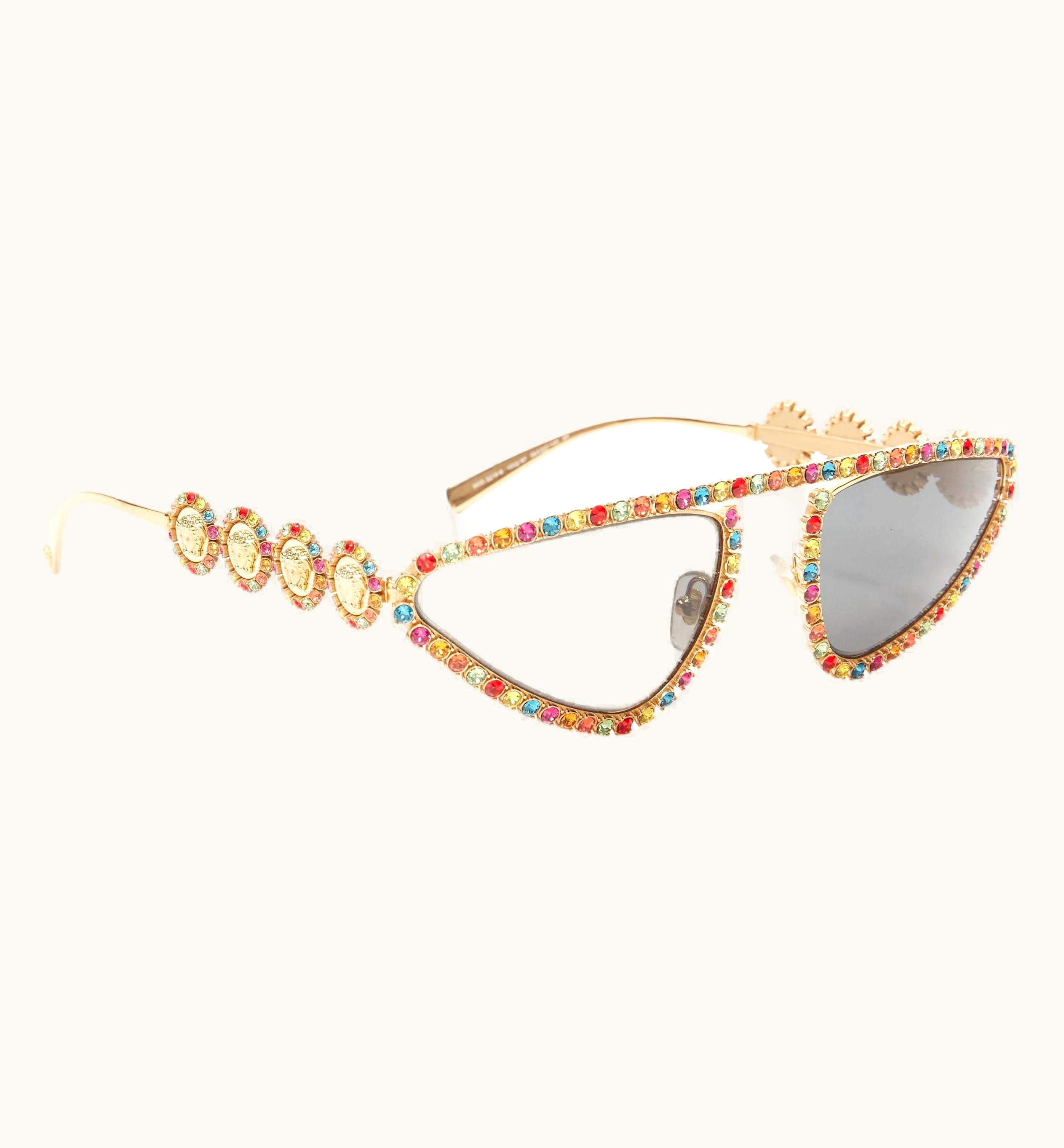 Versace Versace 2019 Runway Signature Medusa Rhinestone Crystal Sunglasses Rare UZ0579922