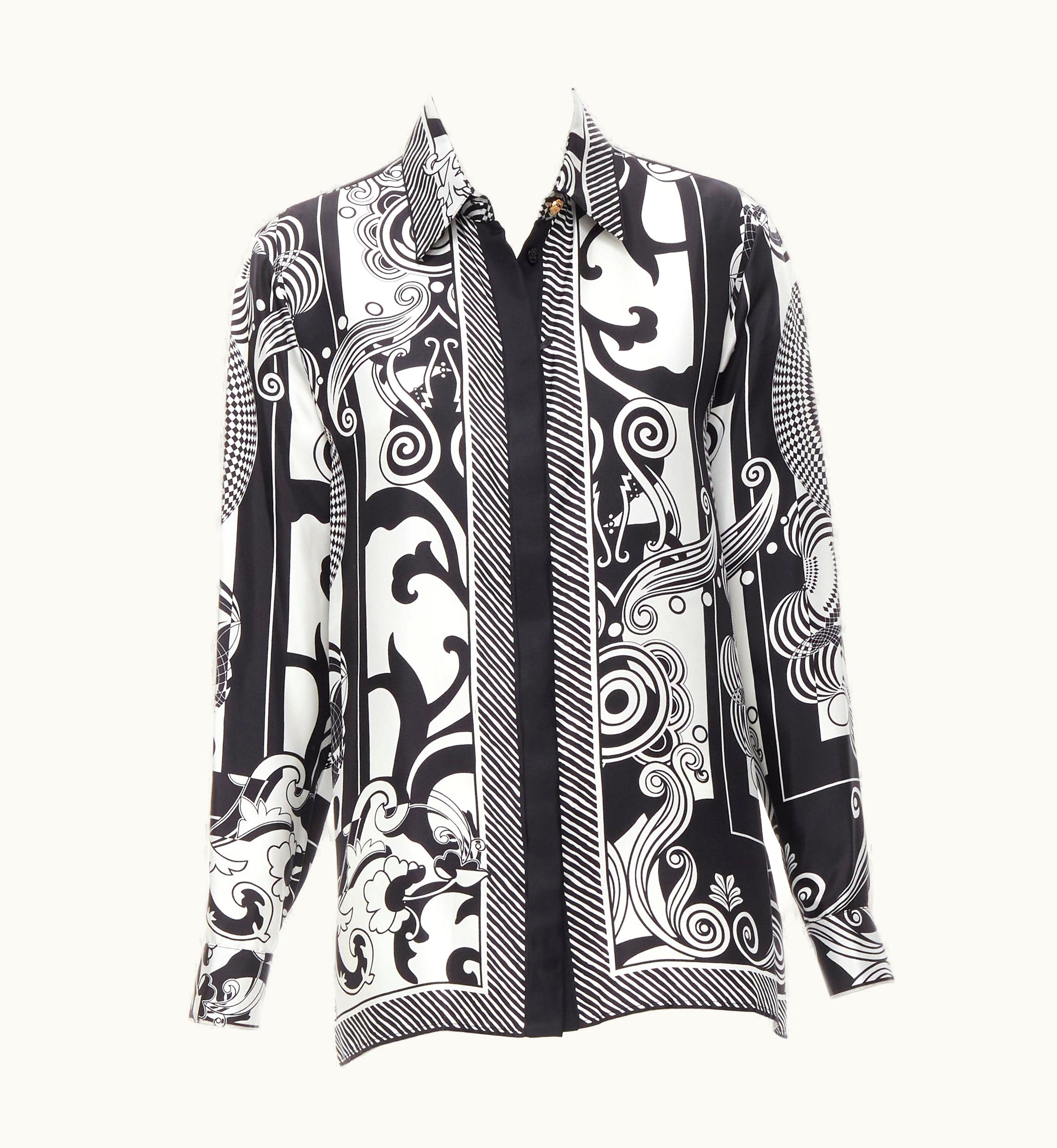 Versace Versace 2020 Runway Optical Virtus Graphic Barocco Print Silk Shirt UZ0579940