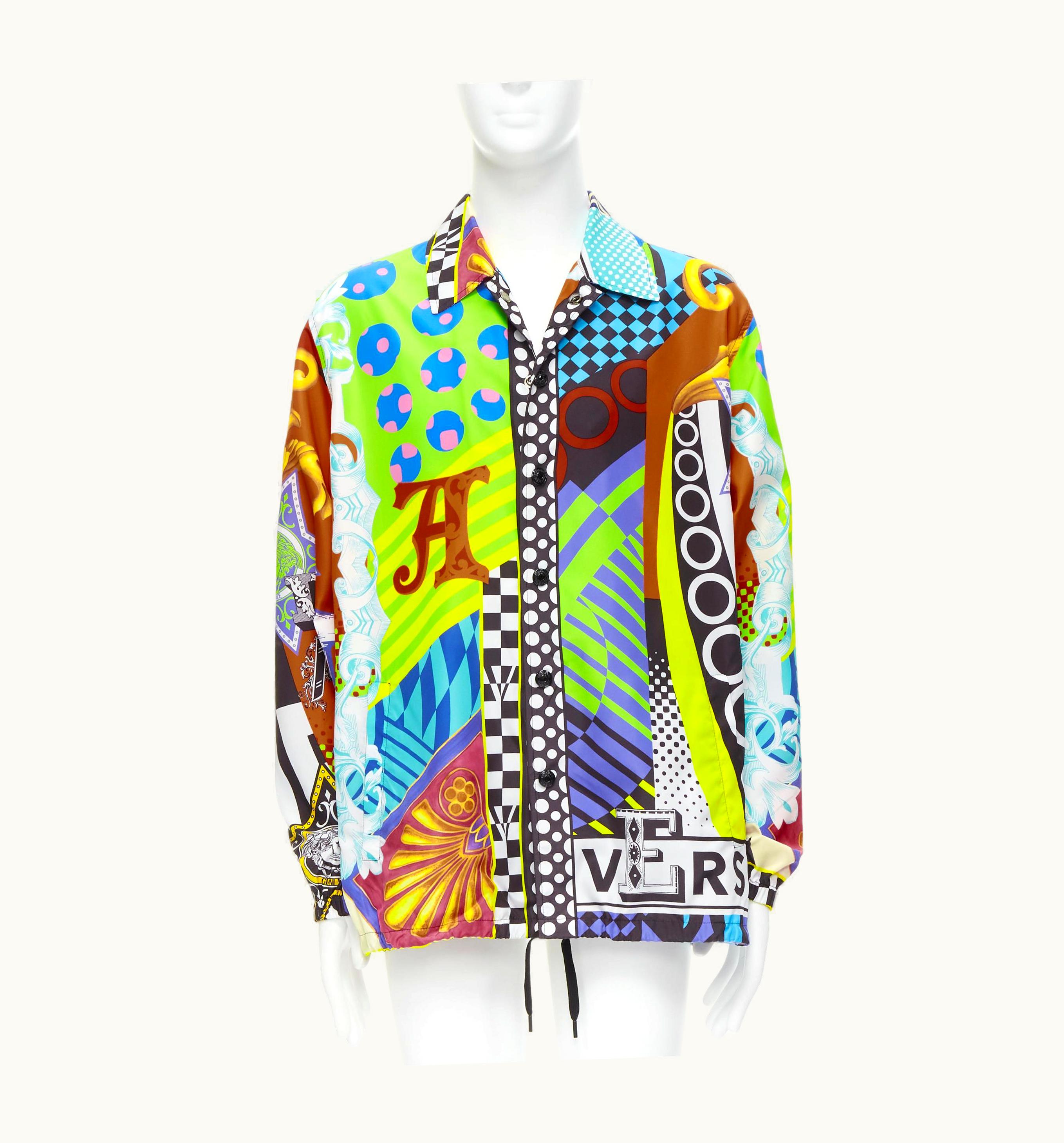 Versace Versace 2020 Runway Pop Temple Nylon Windbreaker Over Shirt Jacket UZ0579943