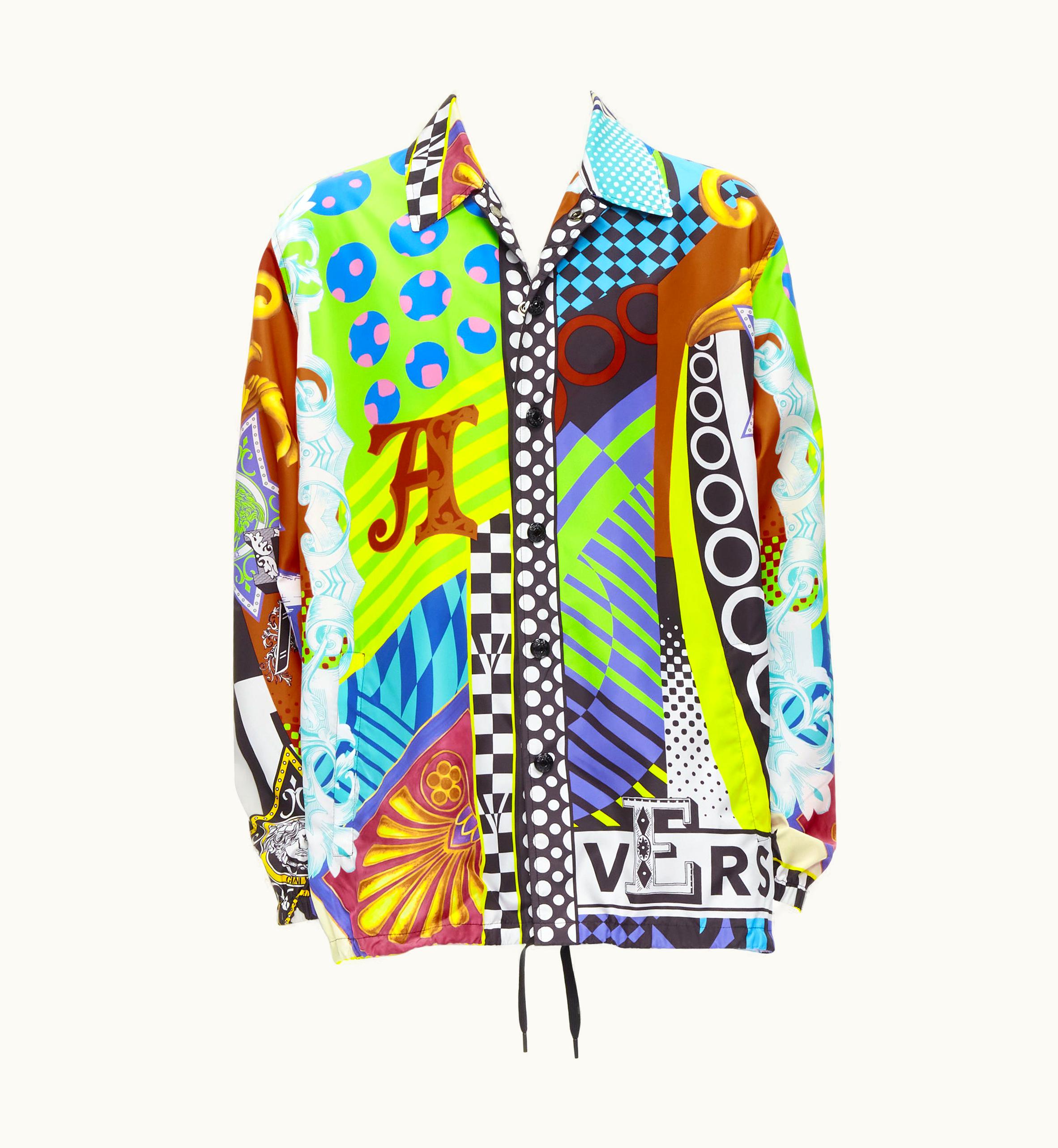 Versace Versace 2020 Runway Pop Temple Nylon Windbreaker Over Shirt Jacket UZ0579950