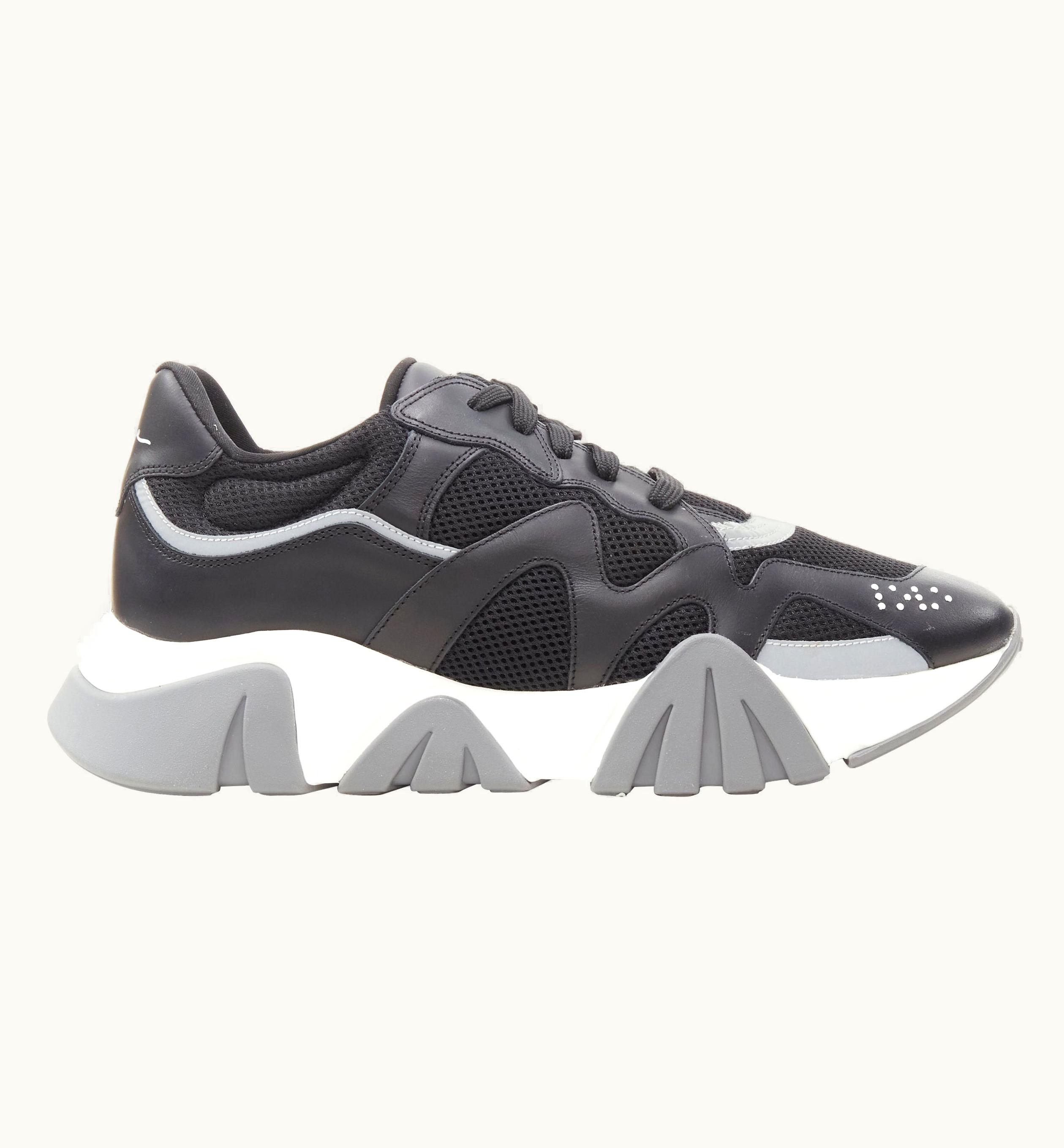 Versace Versace Squalo Black Leather Mesh Chunky Sneakers D41 UZ0579957