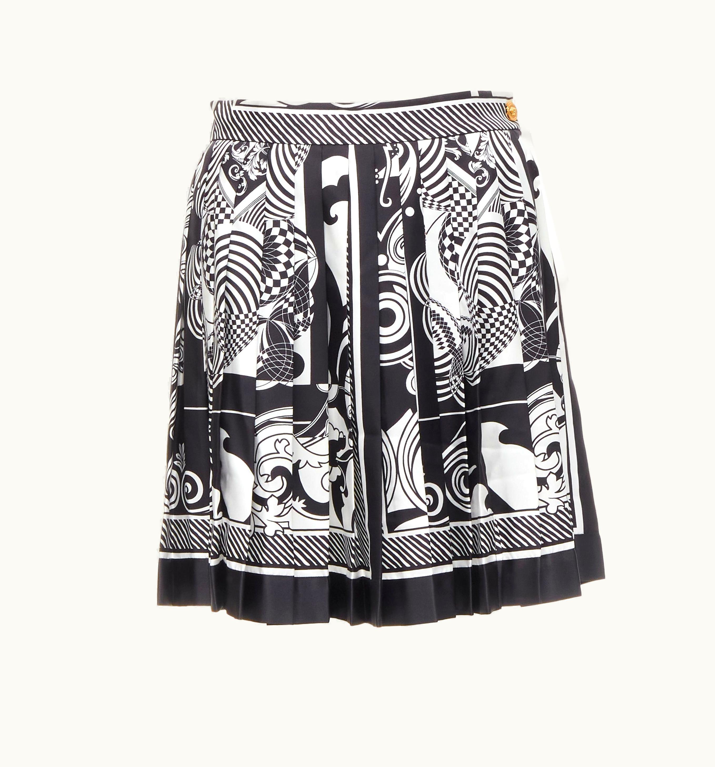 Versace Versace 2020 Runway Optical Virtus Graphic Barocco Pleated Skirt