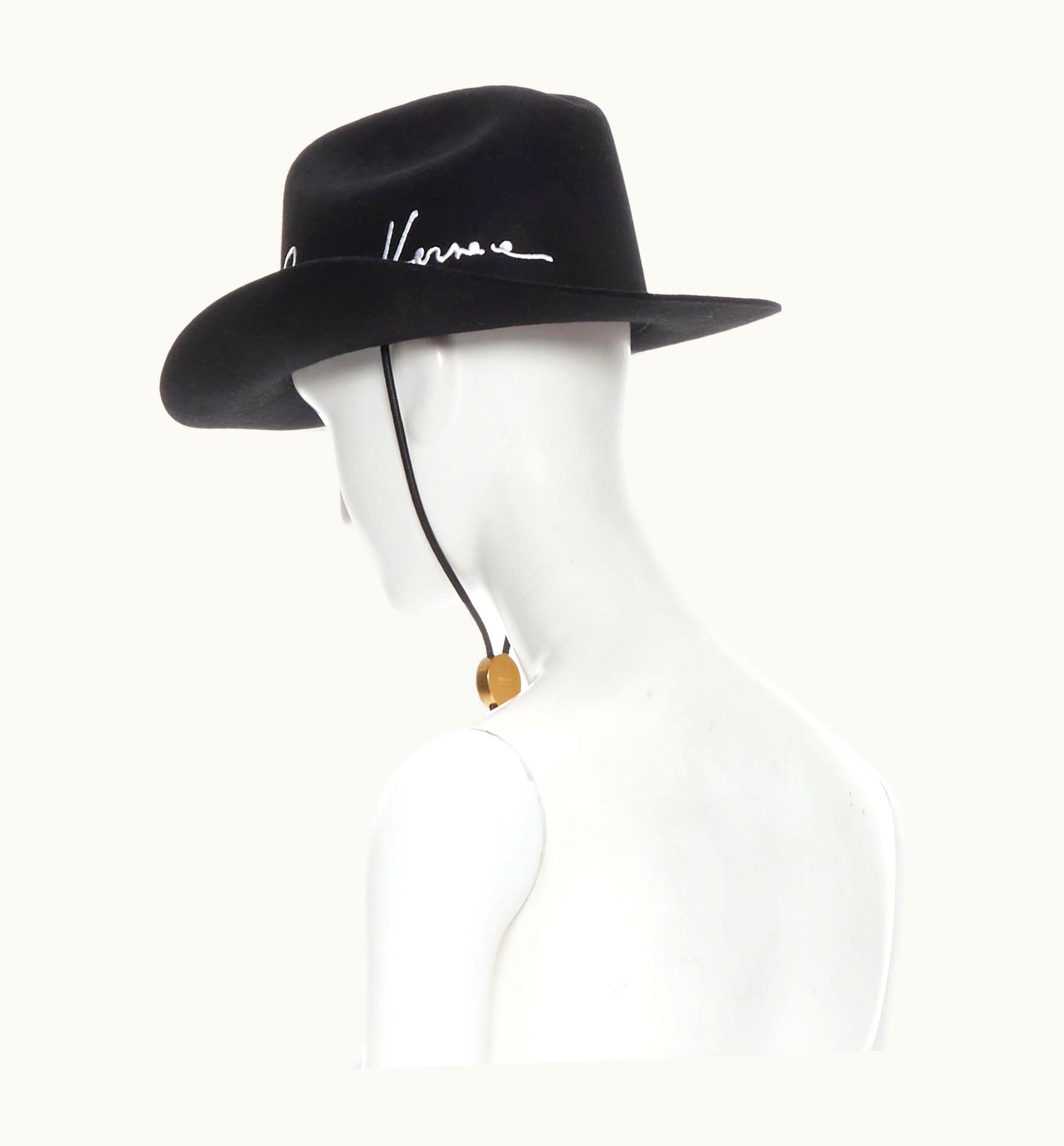 Versace Versace 2020 Runway Gianni Gv Signature Black Wool Medusa Cowboy Hat UZ0579974