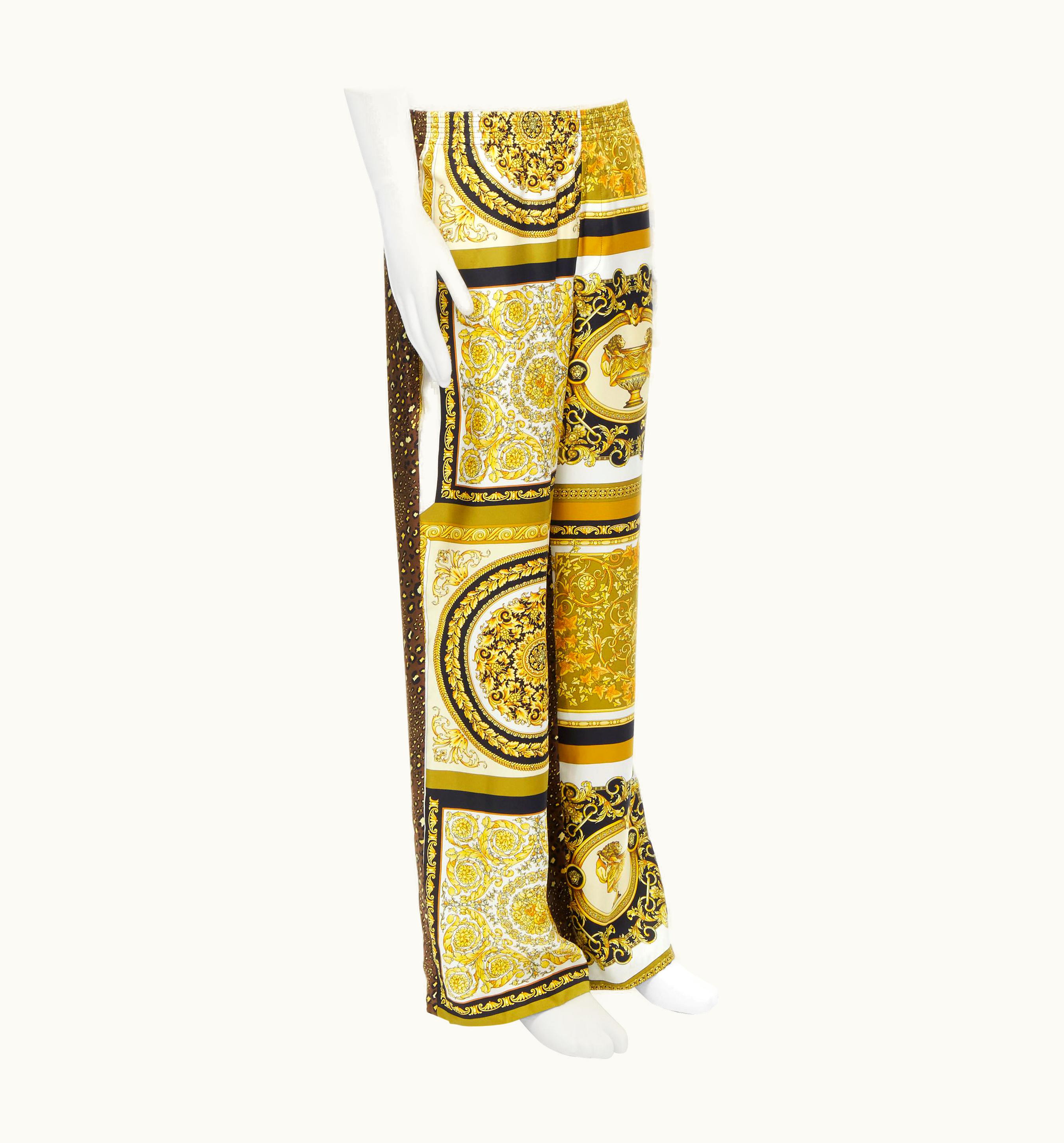 Versace Versace Mosaic Barocco 2021 Silk Gold Baroque Leopard Relaxed Pants UZ0579993
