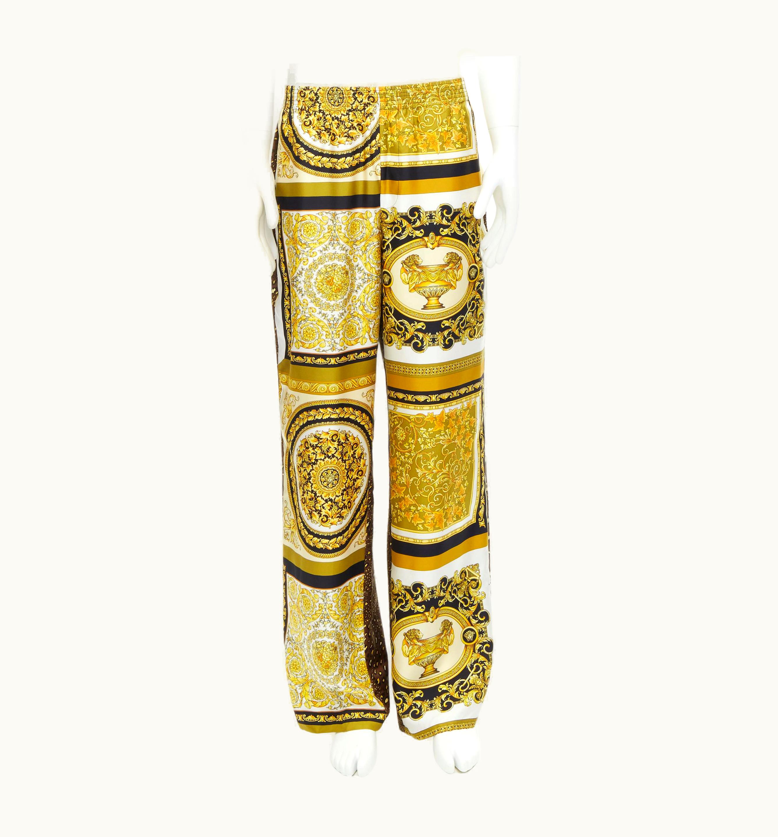 Versace Versace Mosaic Barocco 2021 Silk Gold Baroque Leopard Relaxed Pants UZ0579994