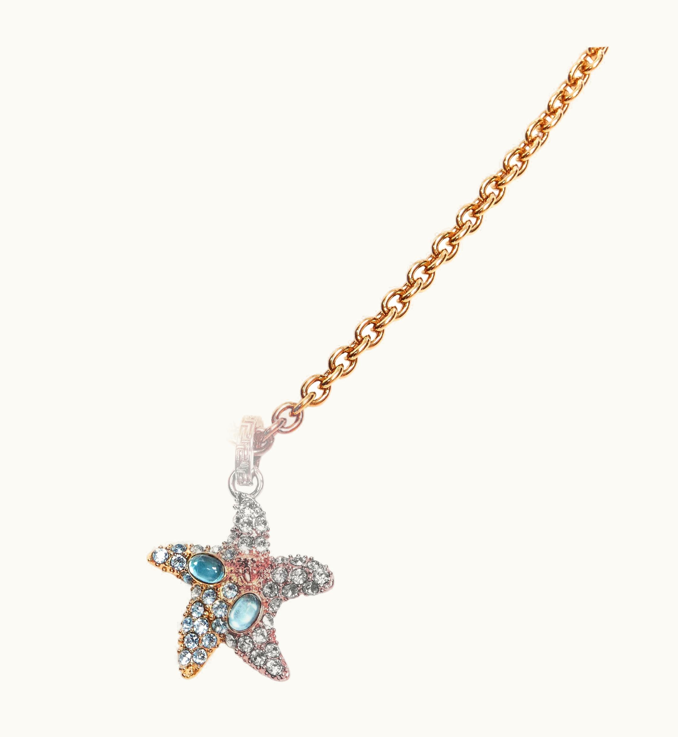 Versace Versace 2021 Tresor De La Mer Blue Crystal Starfish Medusa Gold Necklace UZ0580001