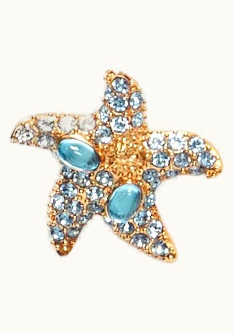 Versace Versace 2021 Runway Tresor De La Mer Blue Crystal Medusa Starfish Earring UZ0580003
