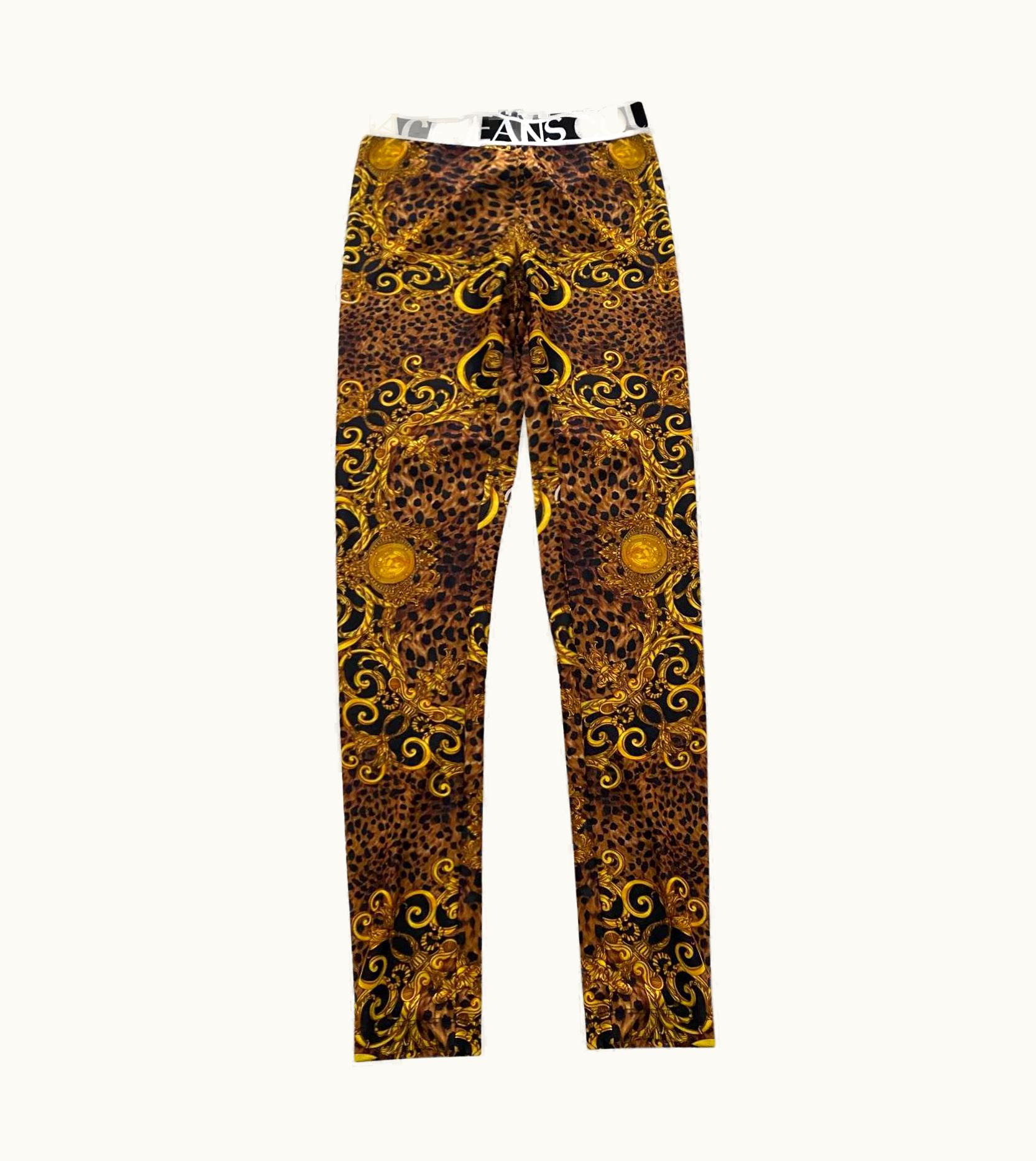 Versace 1990s Versace Jeans Couture Baroque Print Stretch - Jersey Leggings
