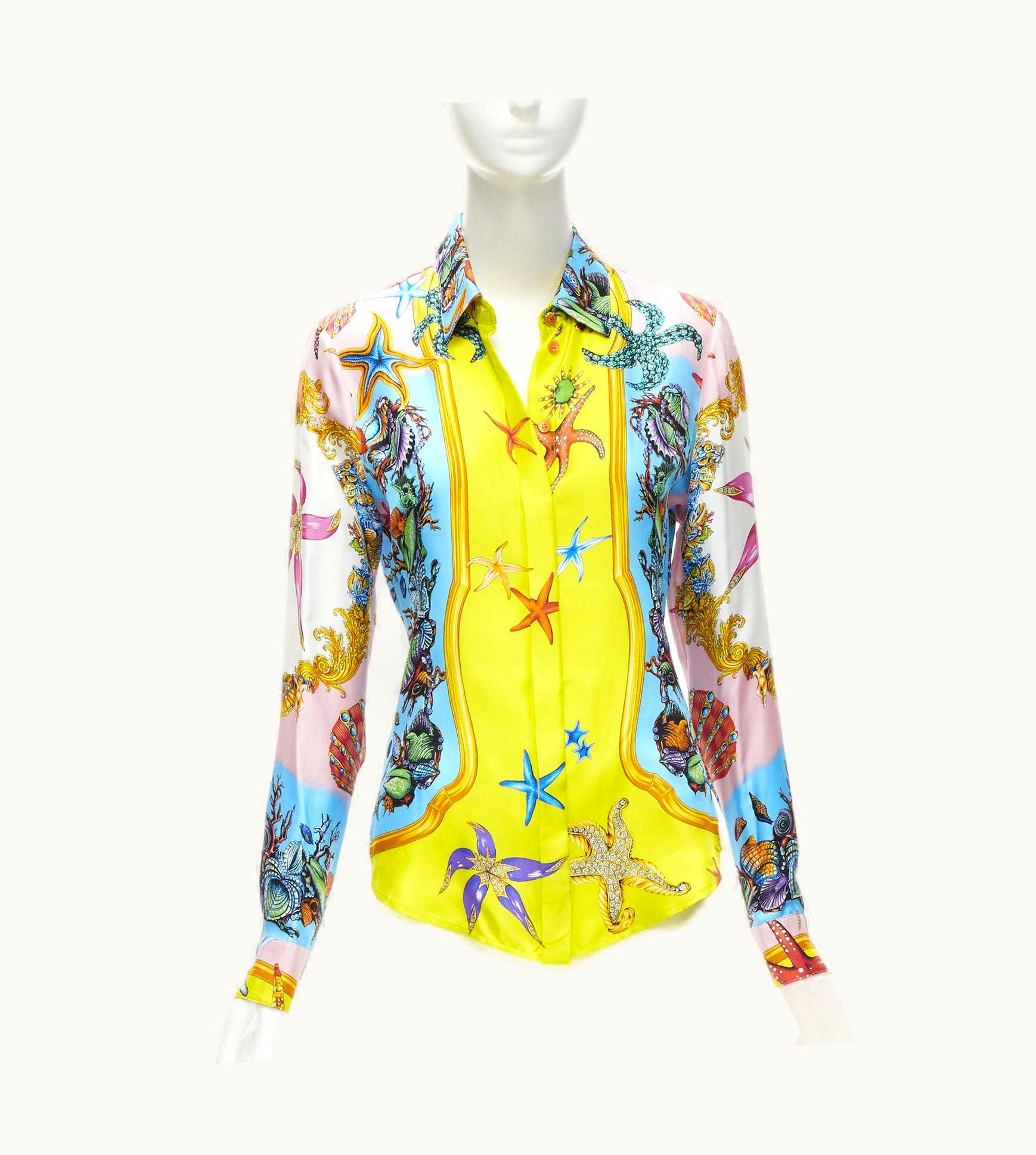 Versace Versace 2021 Tresor De La Mer Signature Starfish Silk Shirt
