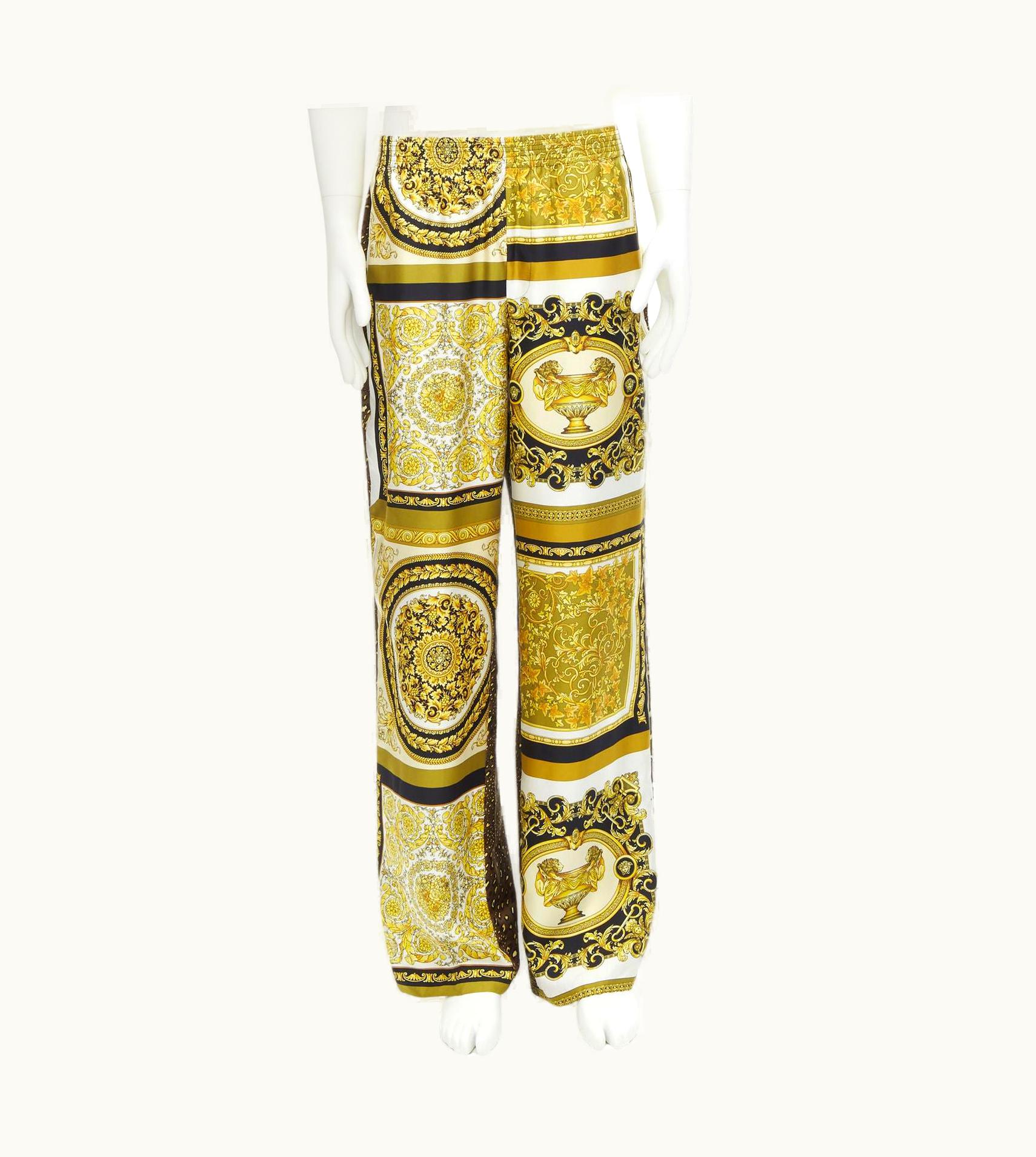 Versace Versace Mosaic Barocco 2021 Silk Gold Baroque Leopard Relaxed Pants UZ0580037