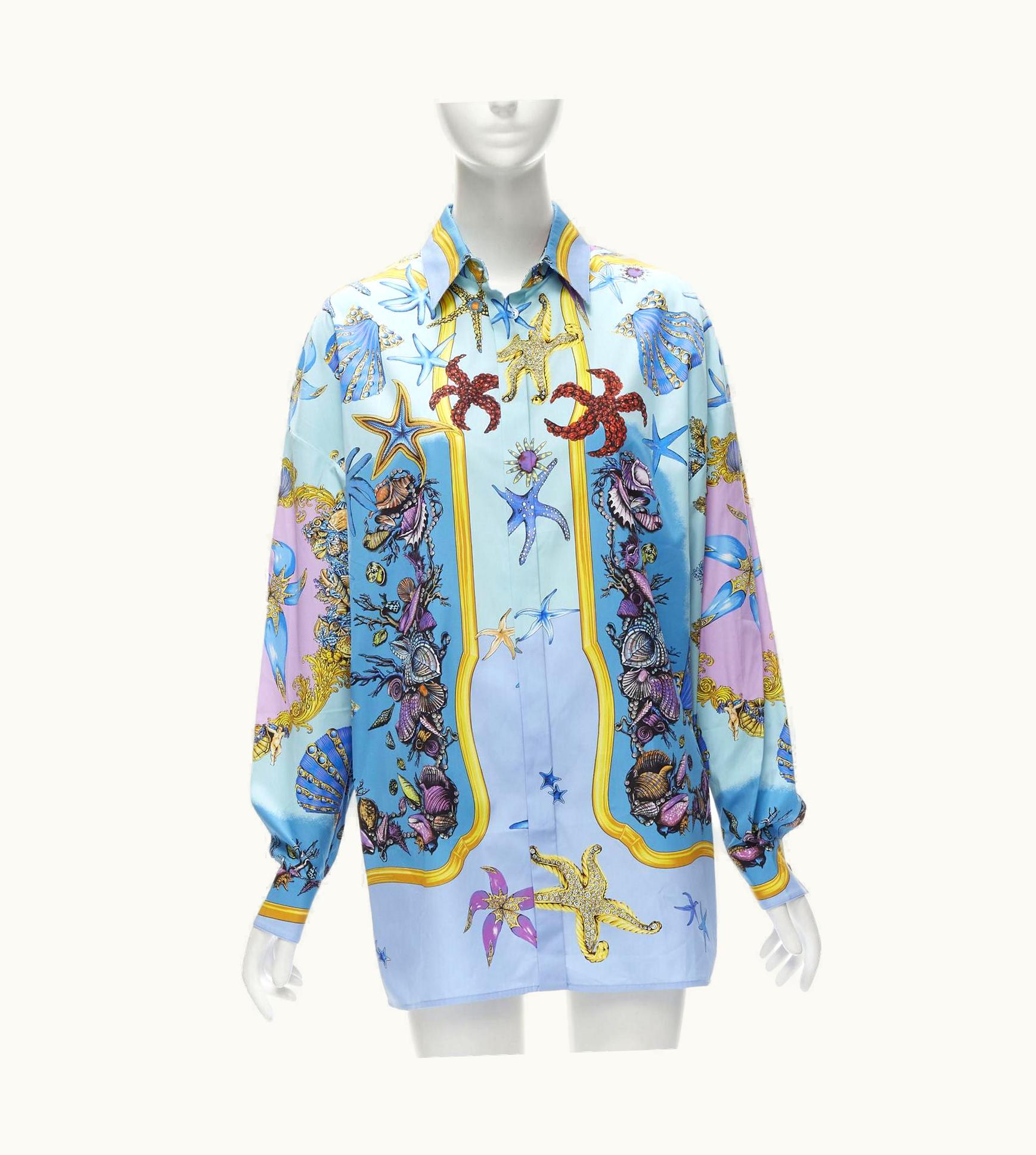 Versace Versace 2021 Tresor De La Mer Signature Blue Starfish Oversized Shirt