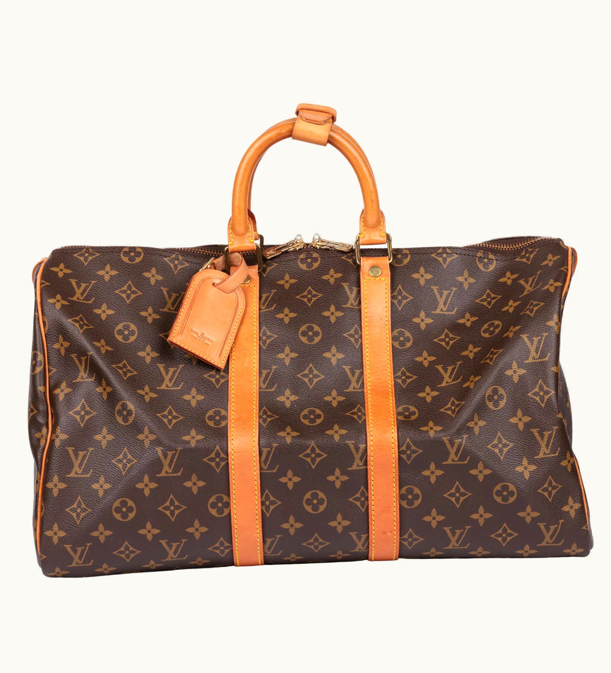 Louis Vuitton Louis Vuitton Brown Monogram Coated Canvas & Vachetta Leather Vintage Keepall UZ0580075